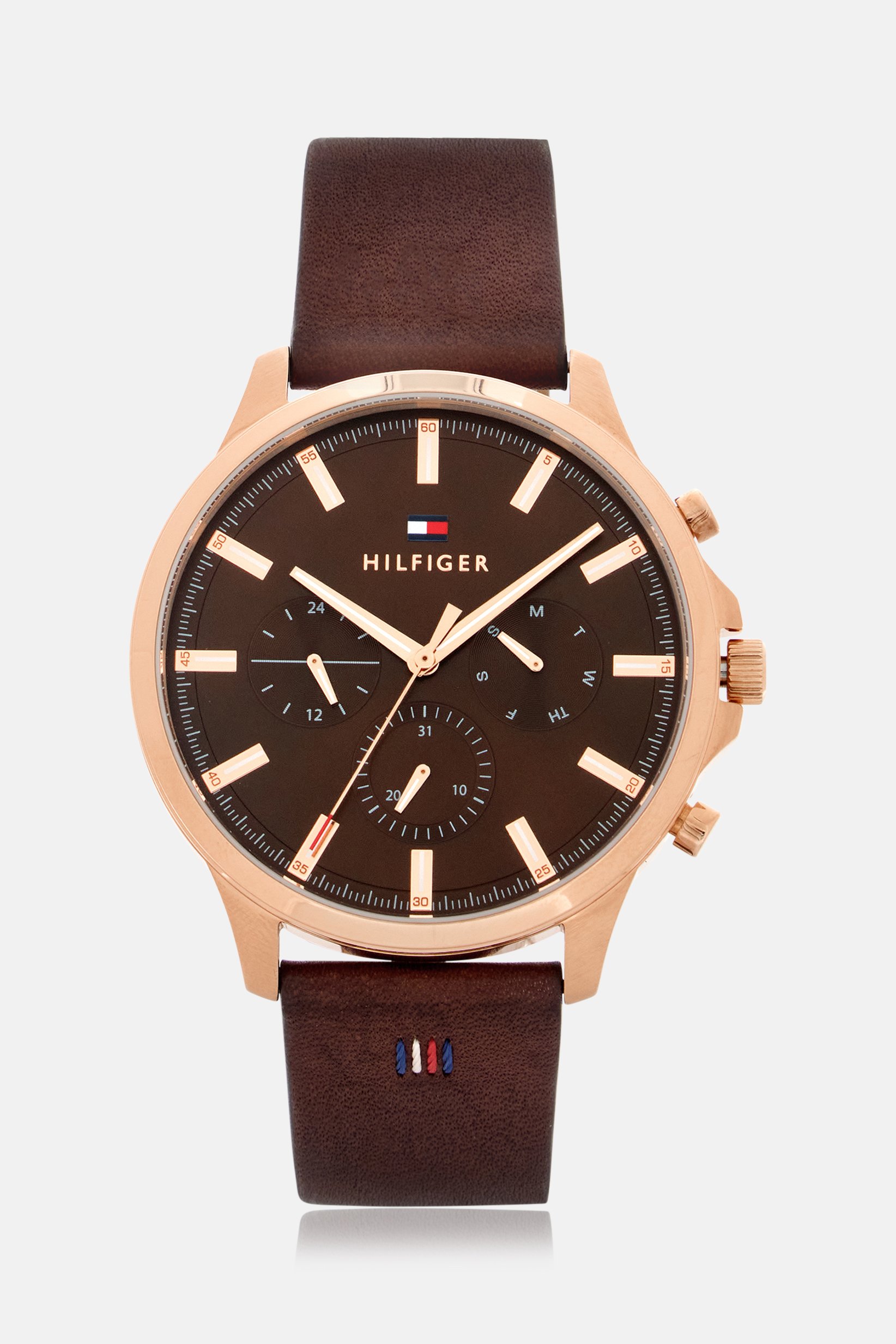 Men 1710497 Leather Watch, 44mm, Brown