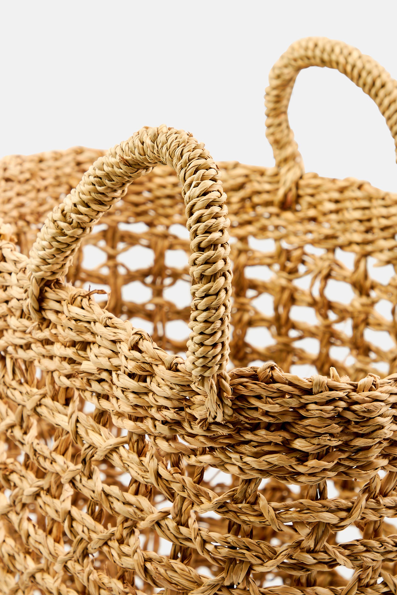 Round Basket With Handles 30 H x 28 L cm, Beige
