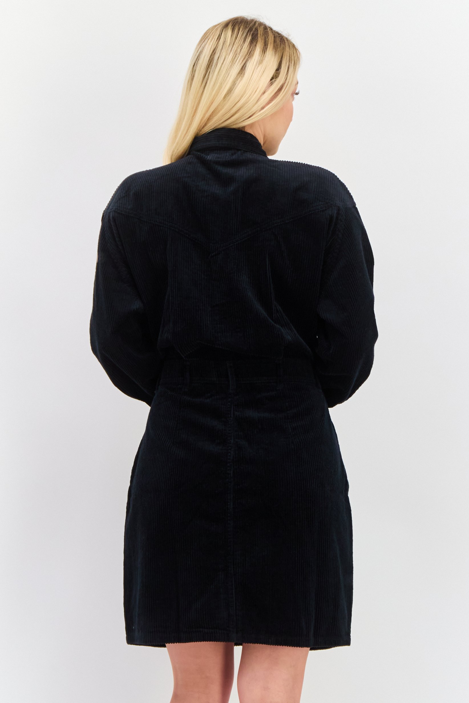 Women Corduroy Mini Dress, Black