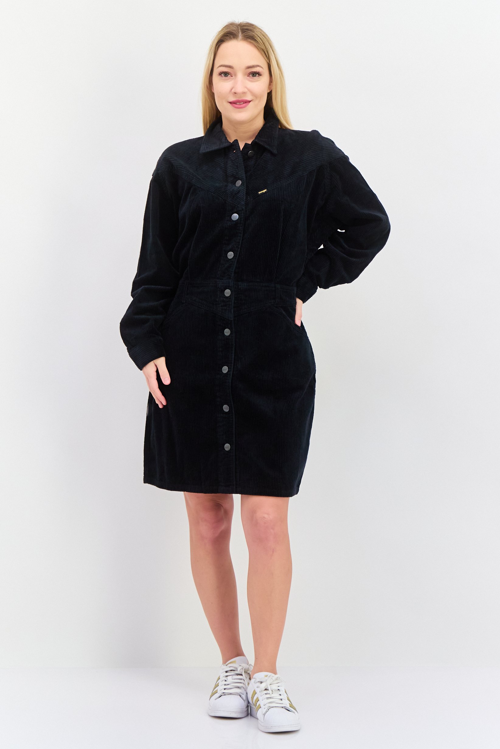 Women Corduroy Mini Dress, Black