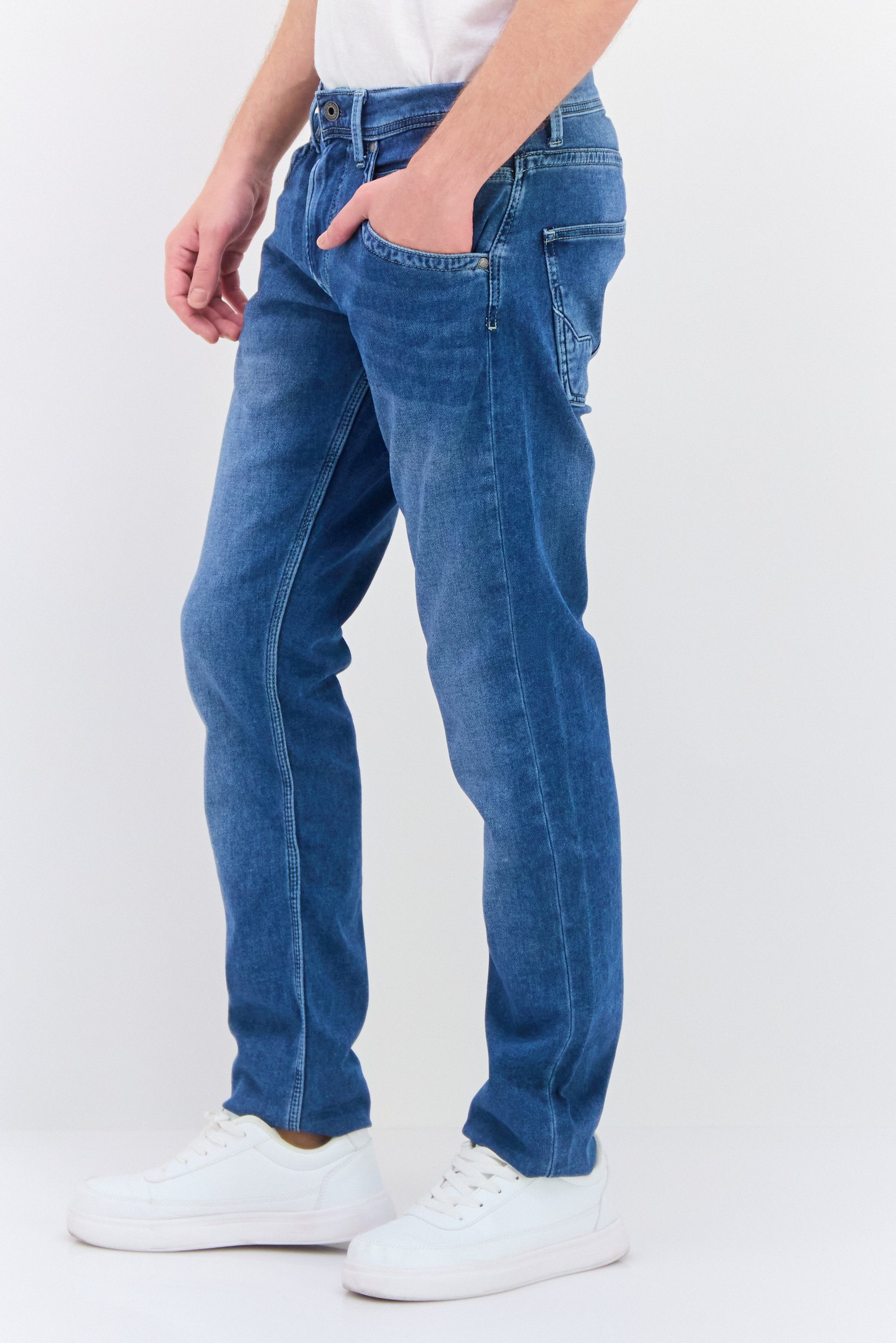 Buy Pepe Jeans Men Regular Fit Washed Stretchable Denim, Blue Online ...