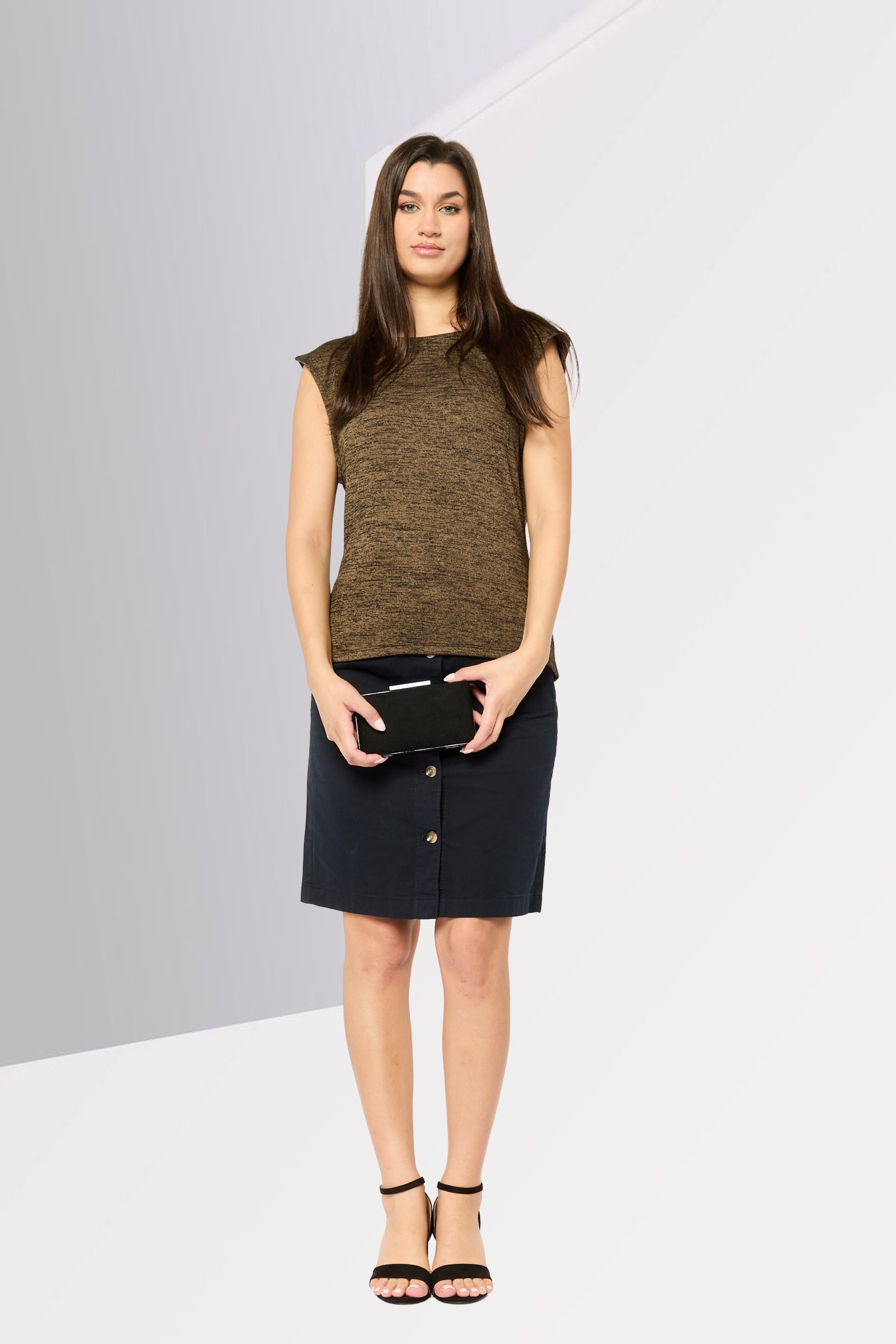 DKNY Pure Women Round Neck Sleeveless Space Dye Top, Multicolor