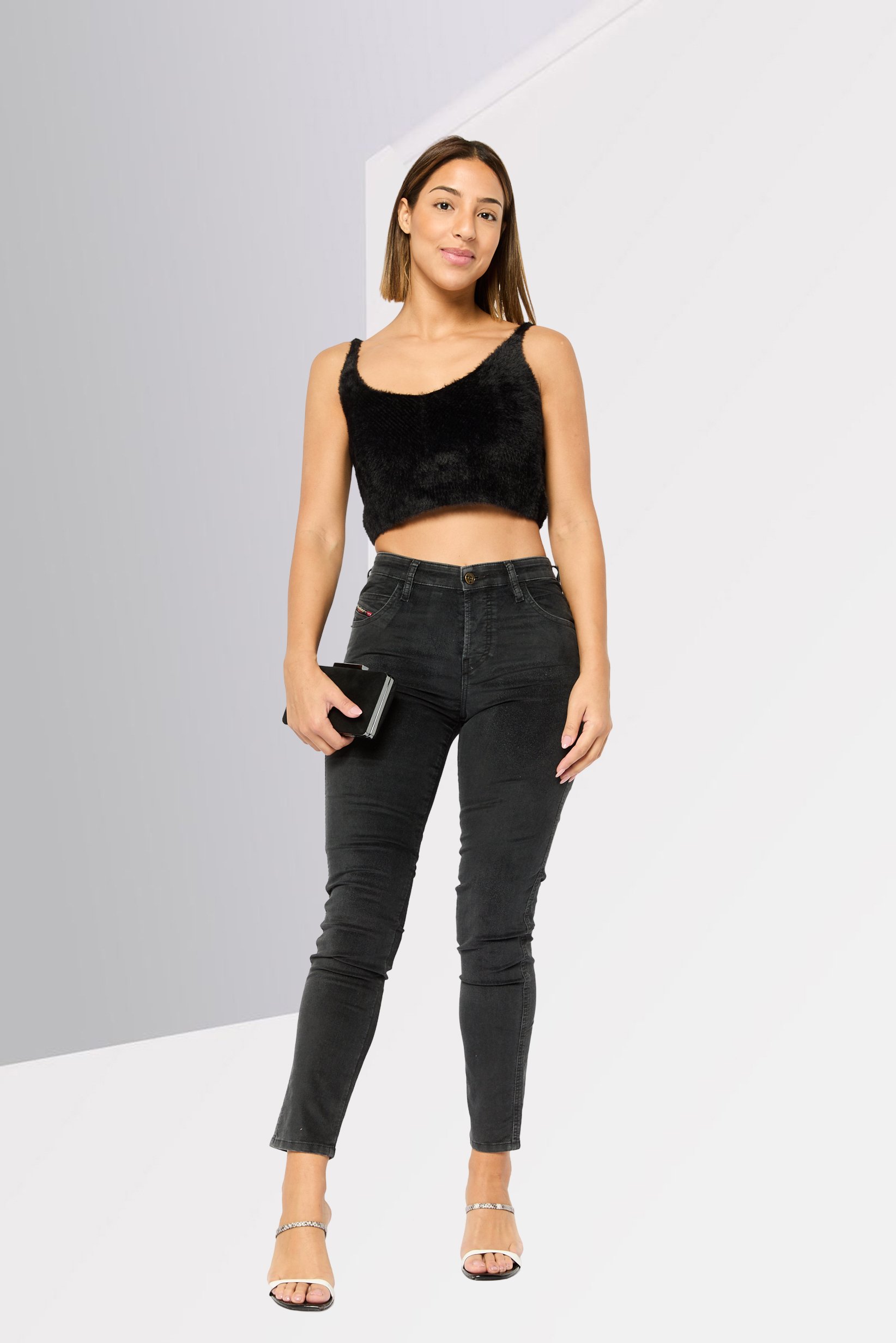 Women Slim Fit Solid Jeans, Black