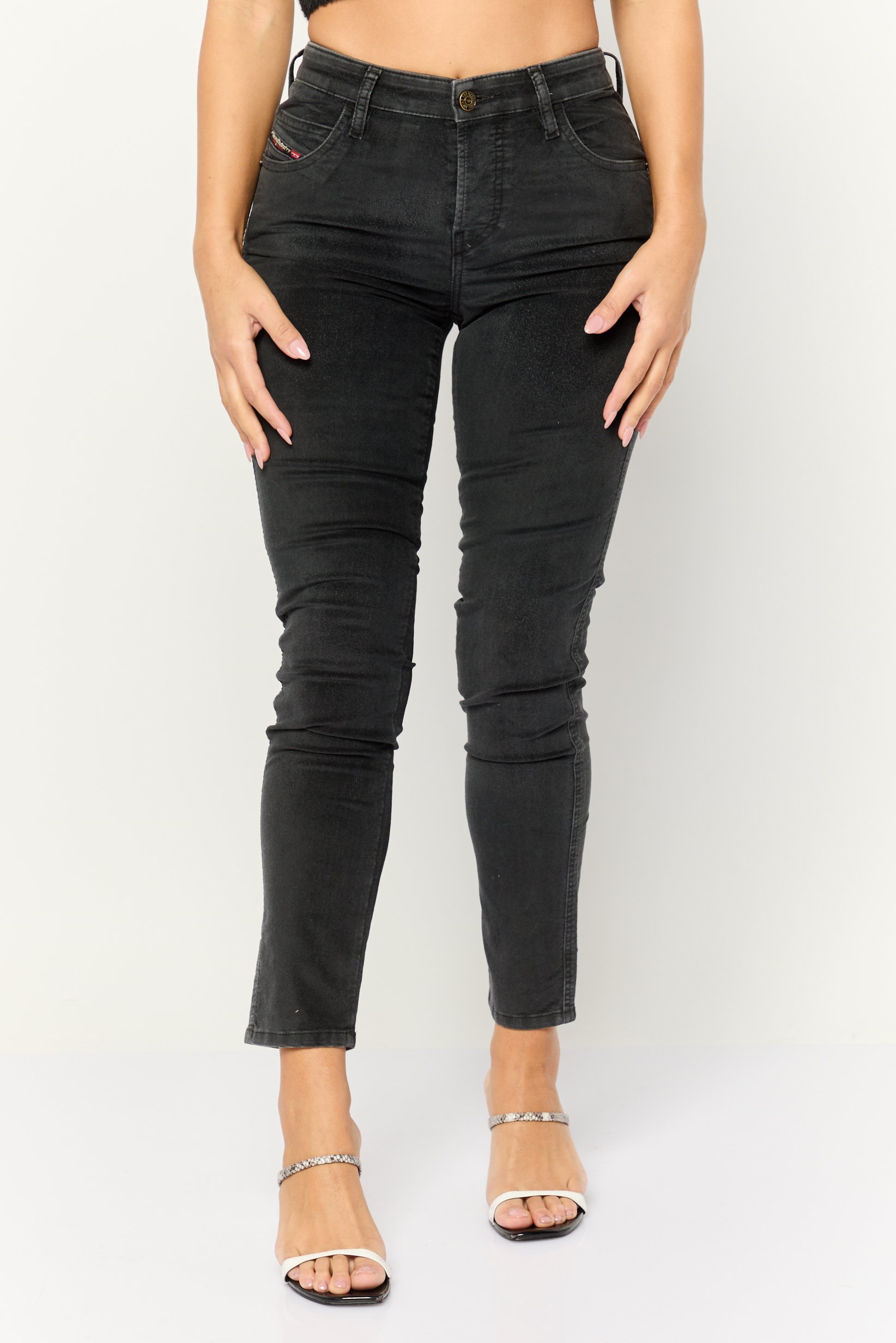 Women Slim Fit Solid Jeans, Black