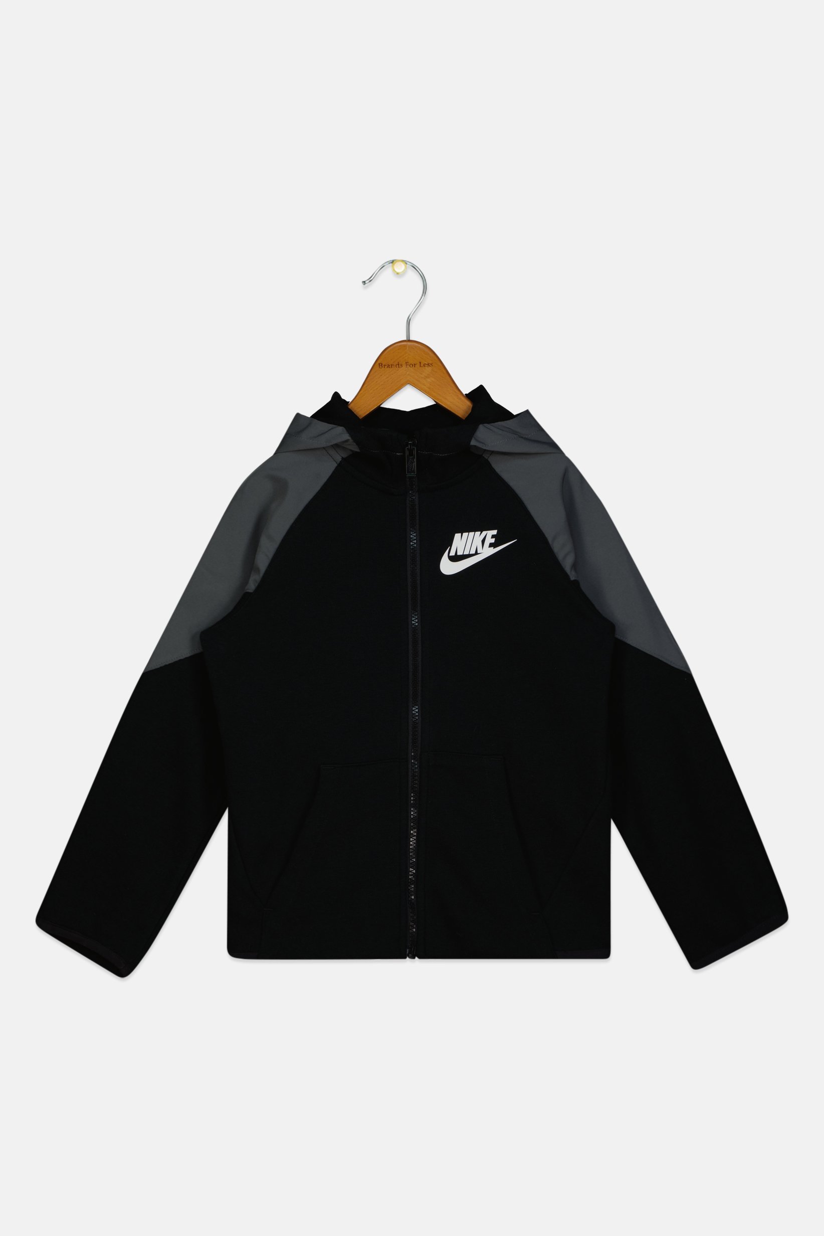 Kids Boy Sportswear Fit Long Sleeve Outdoor Full Zip Sweatshirt, Black
