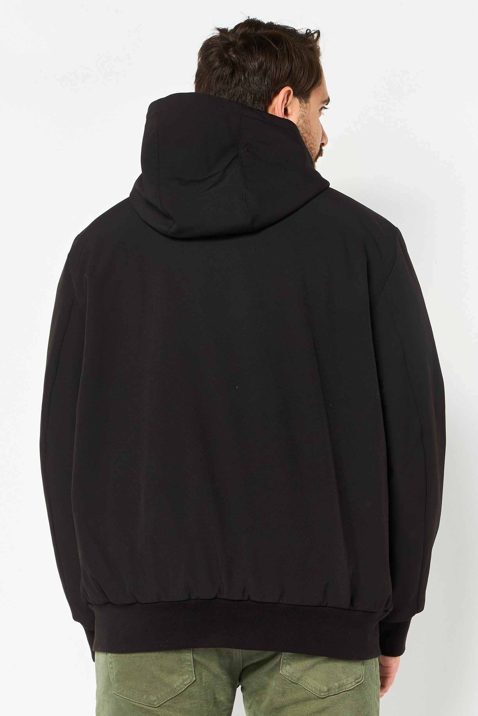 Men Brand Logo Hooded Parka Jacket, Black