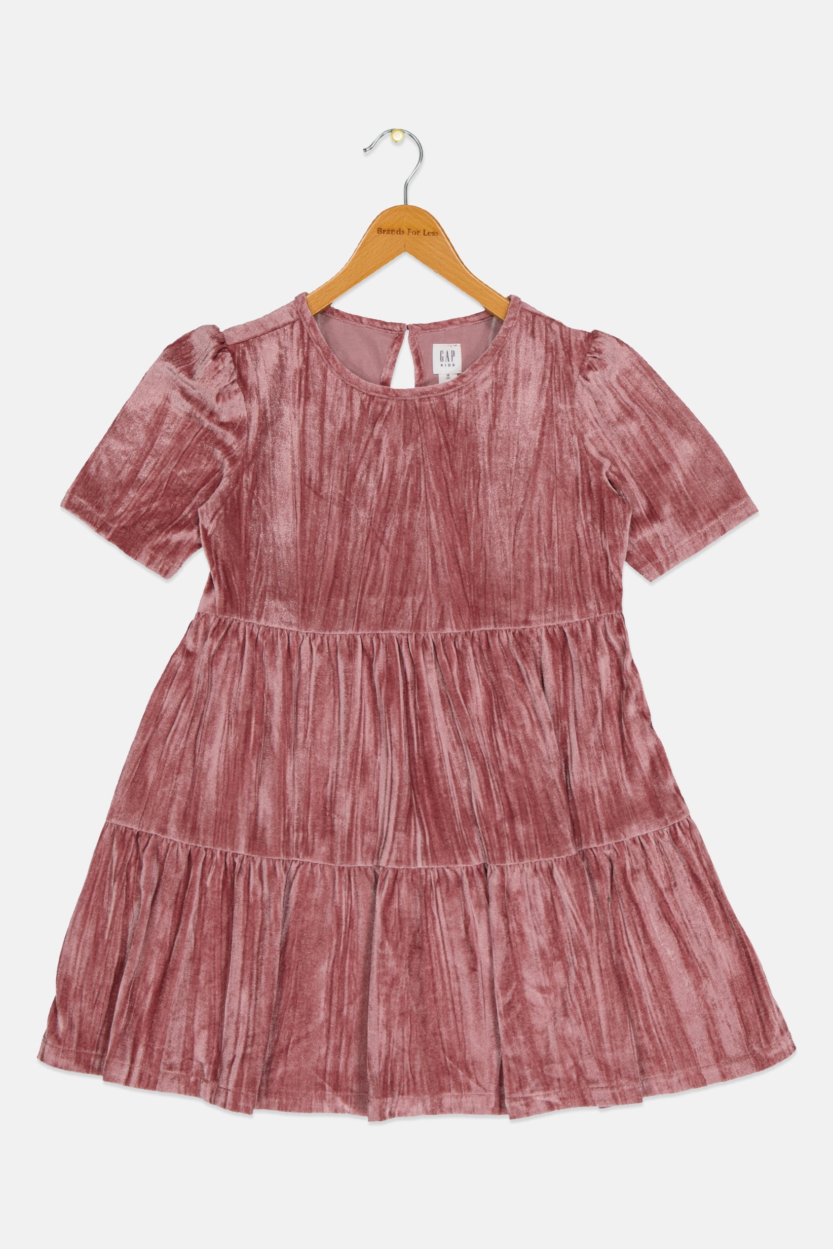 Kids Girl Plain Velvet Dress, Mauve