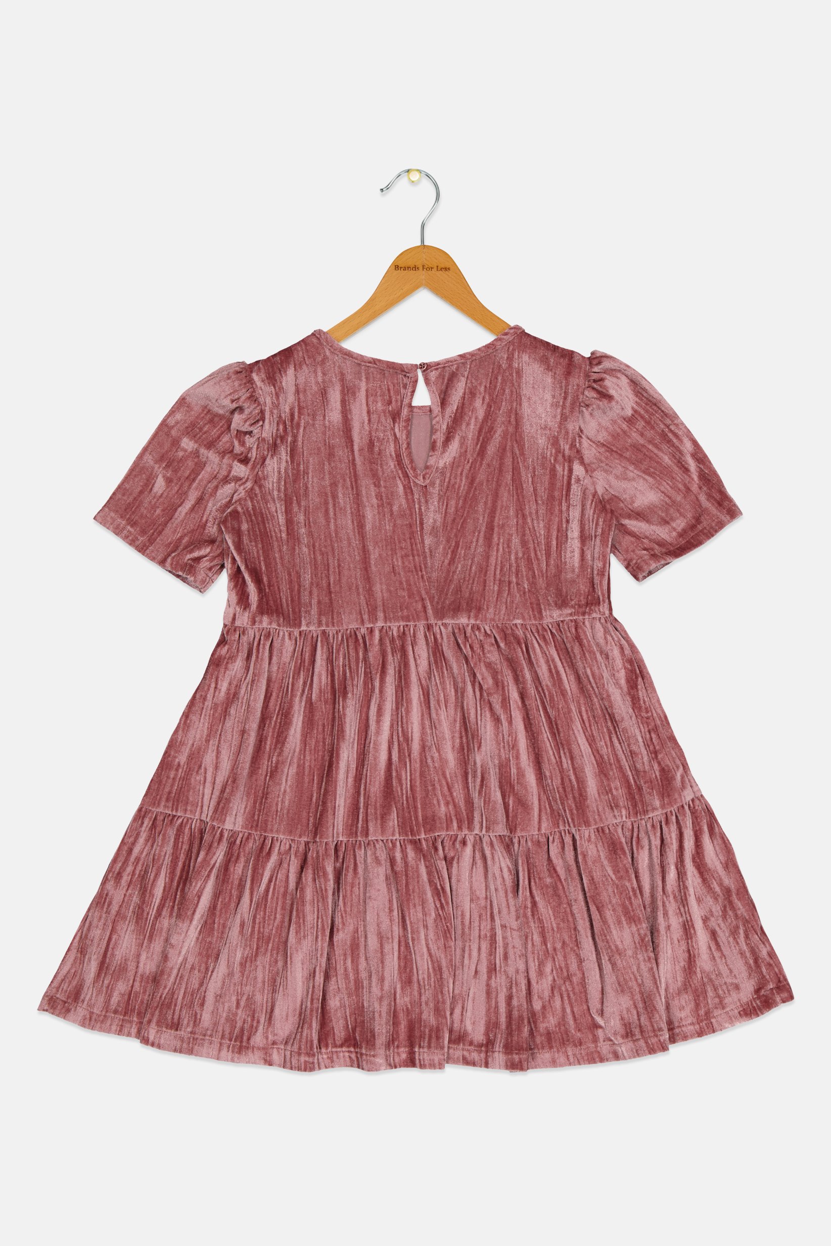 Kids Girl Plain Velvet Dress, Mauve