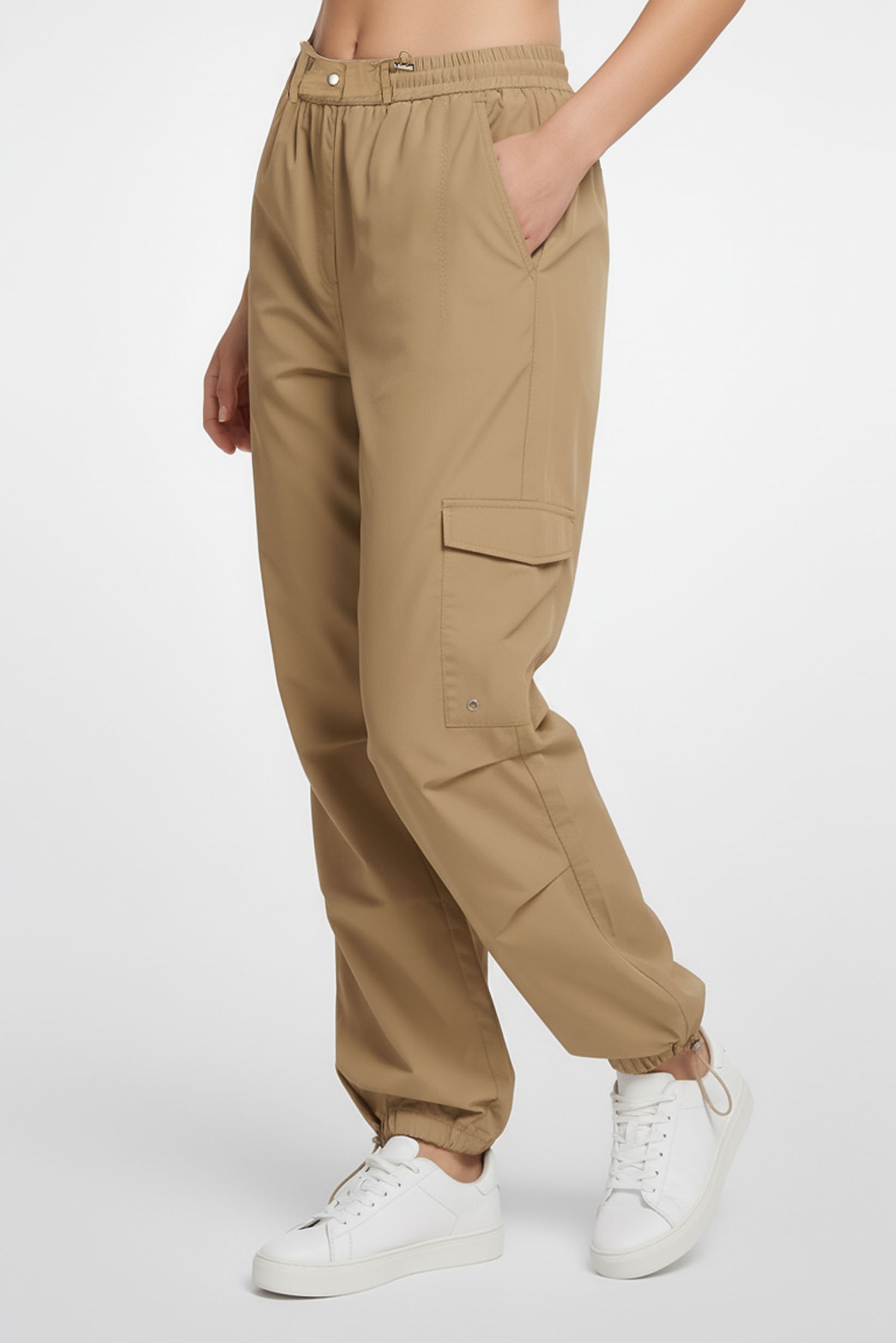 Women Regular Fit Plain Track Pants, Beige