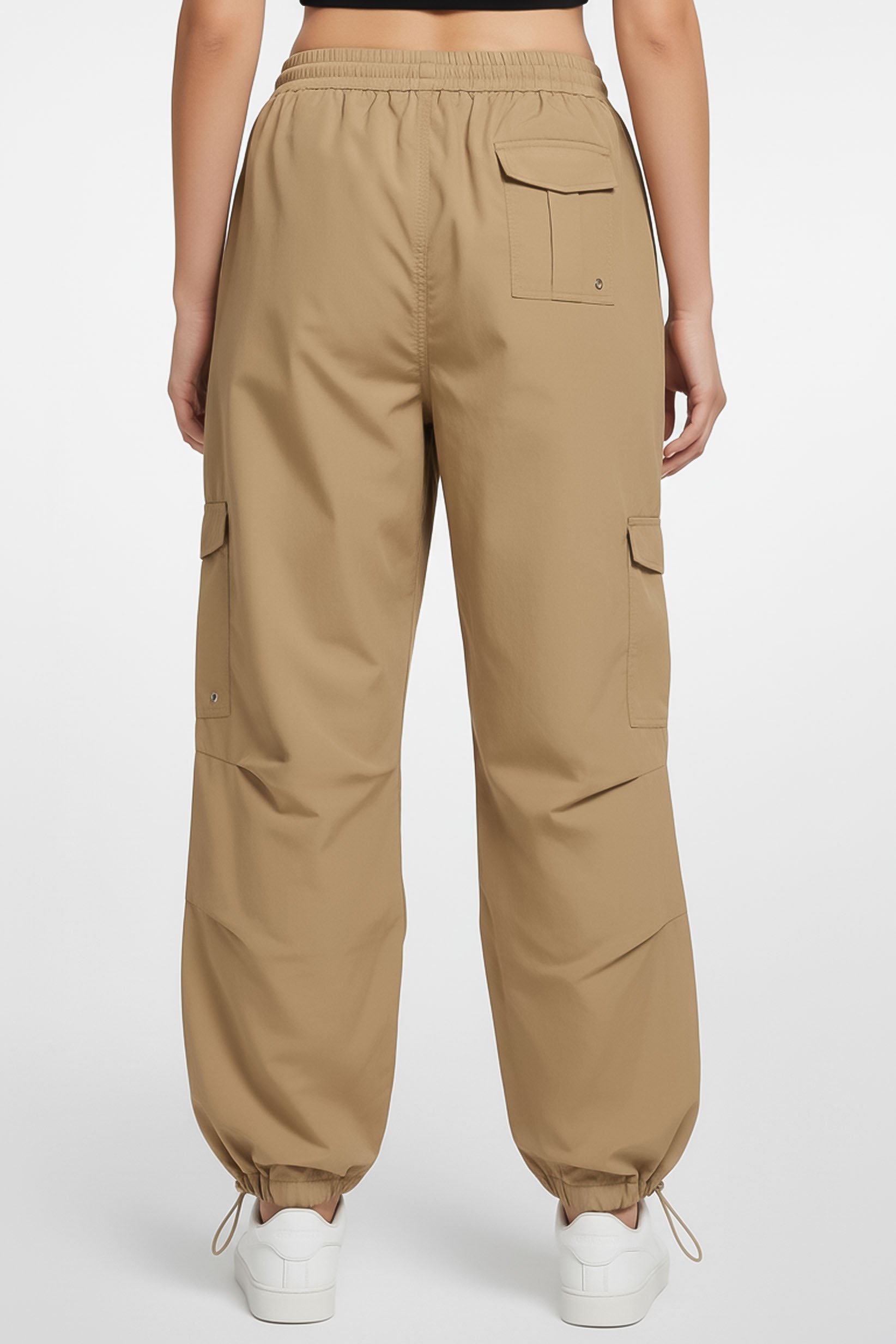 Women Regular Fit Plain Track Pants, Beige