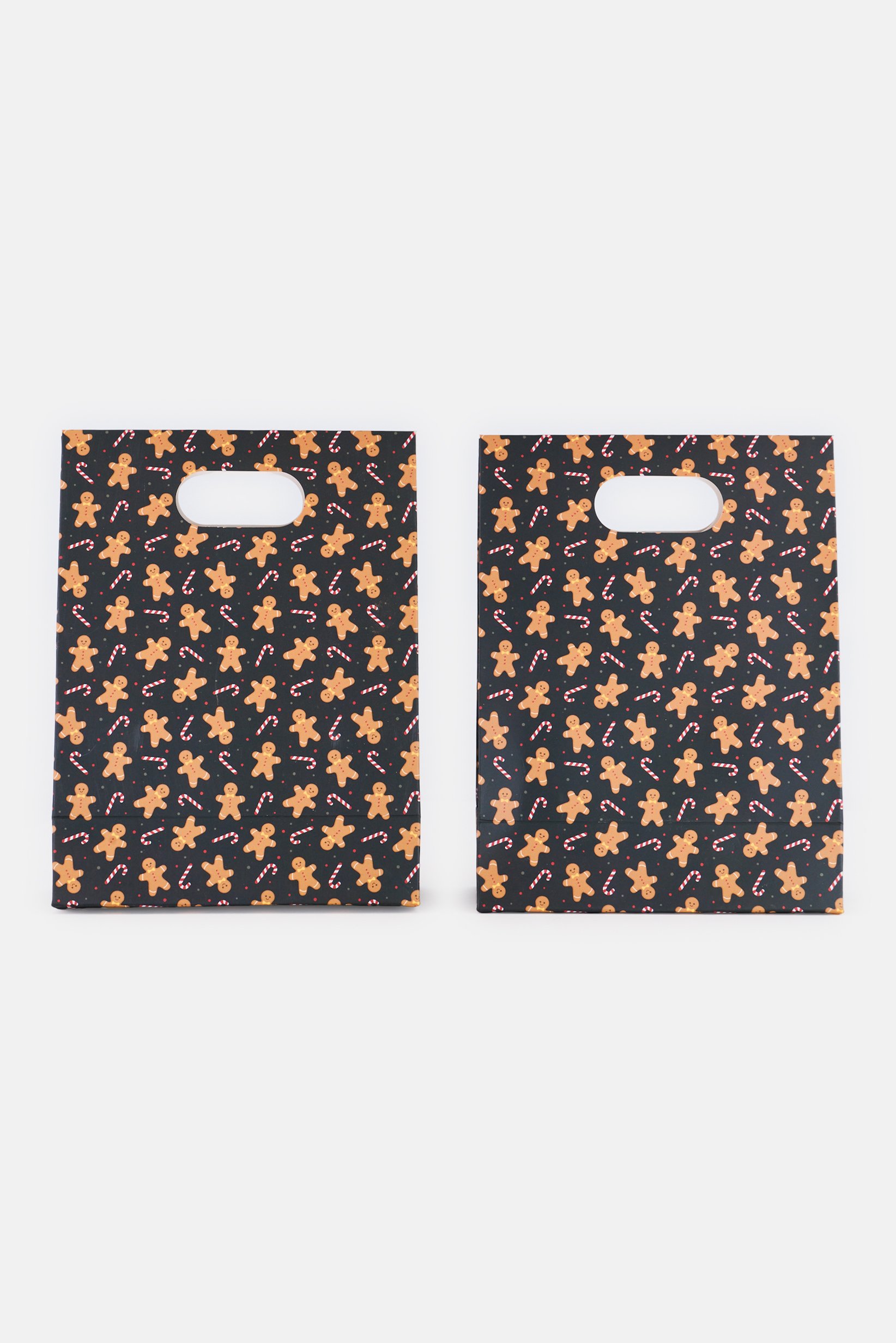 Set Of 2 Pieces Allover Print Christmas Gift Paper Bag, Multicolor