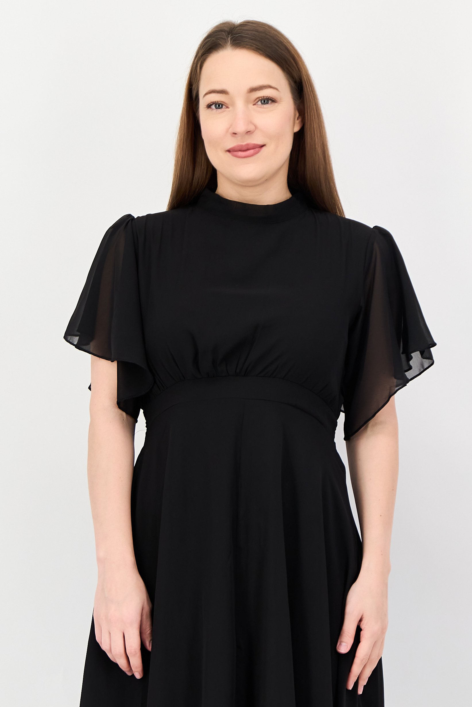 Women Plain A-Line Dress, Black