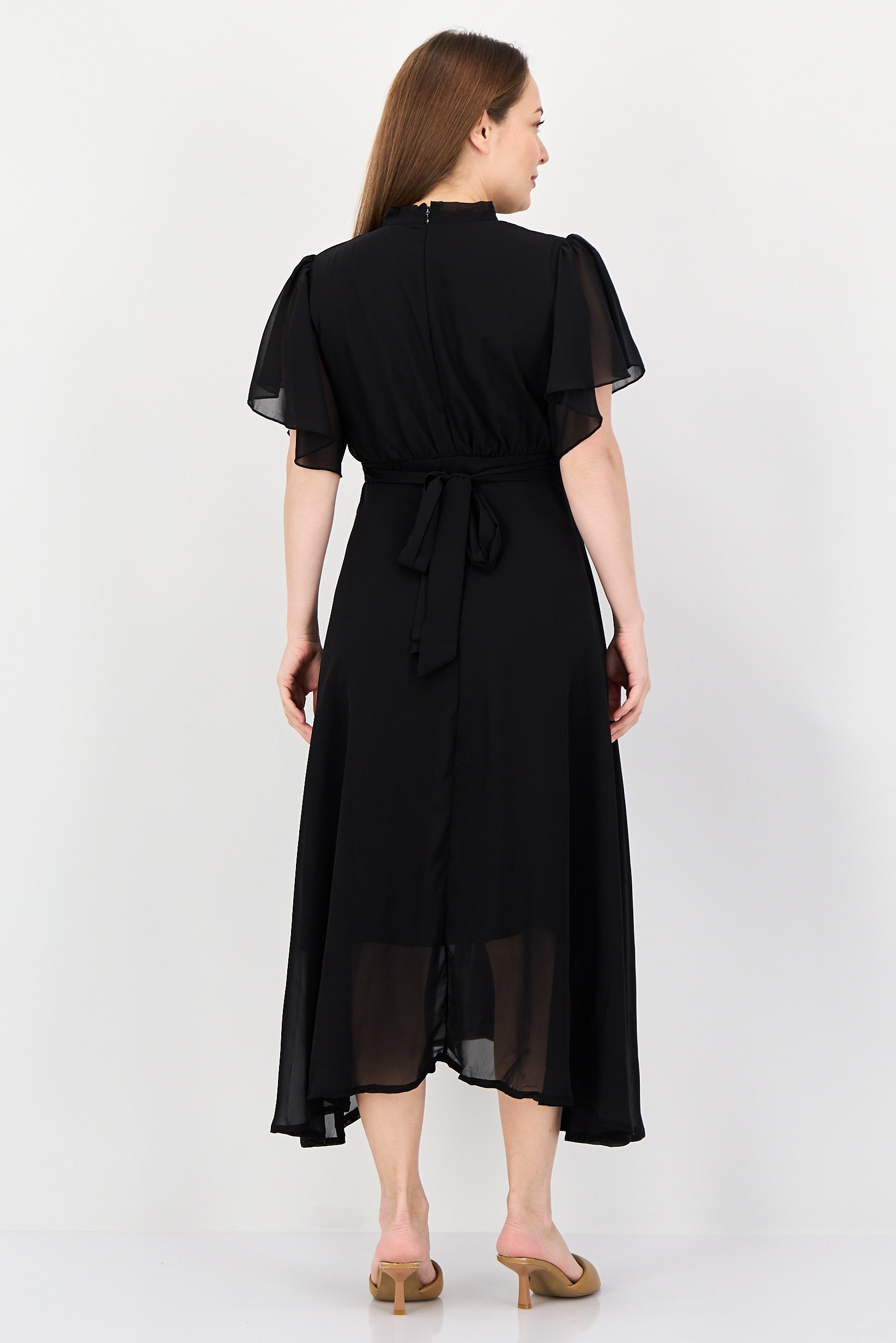 Women Plain A-Line Dress, Black