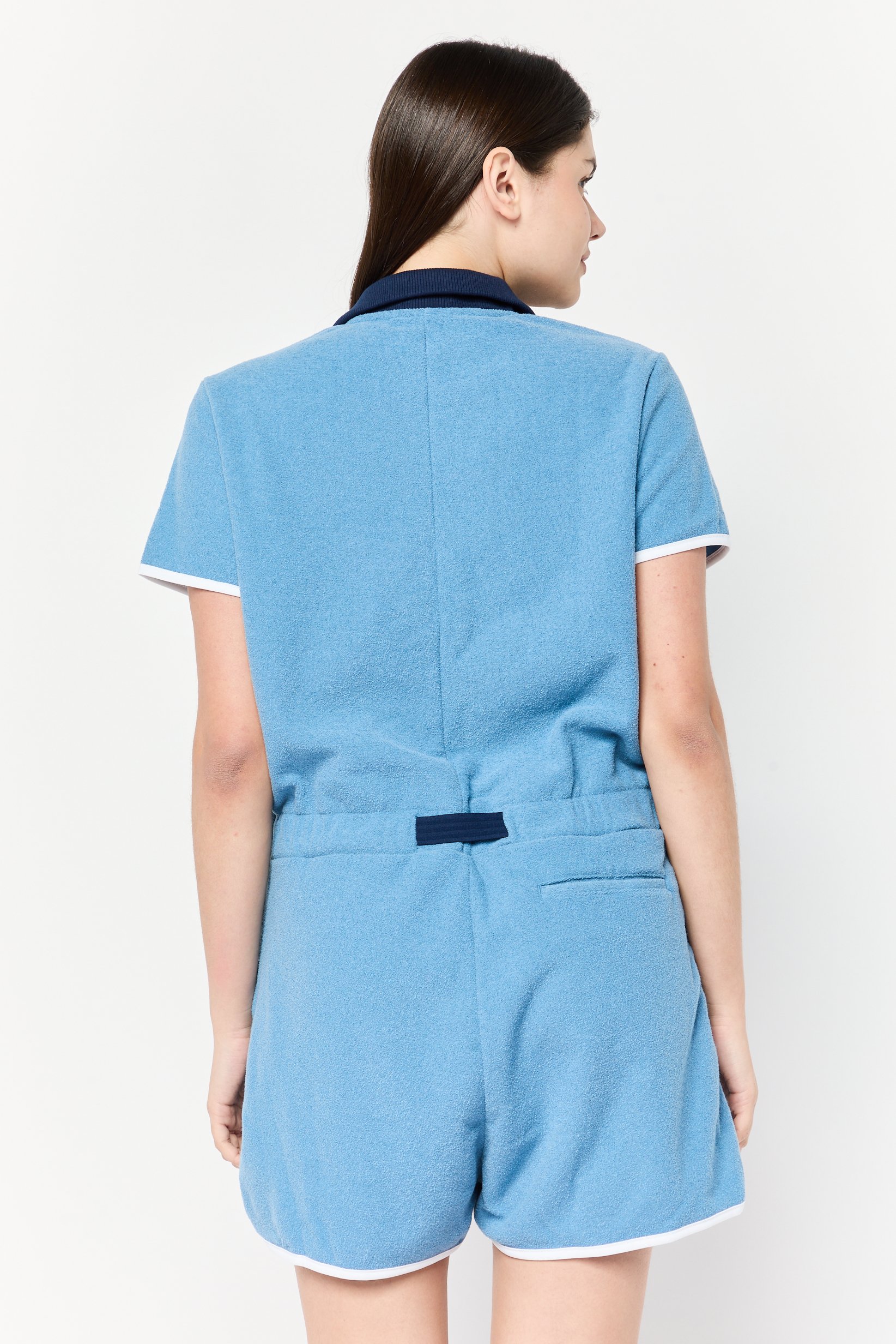 Women Sportswear Fit Short Sleeves Outdoor Playsuits, Blue