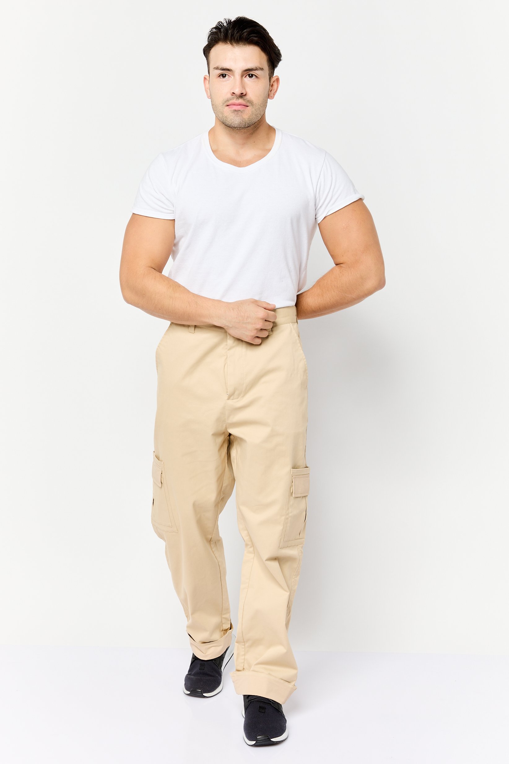 Buy Esprit Men Regular Fit Solid Cargo Pant, Khaki Online | Brands For Less