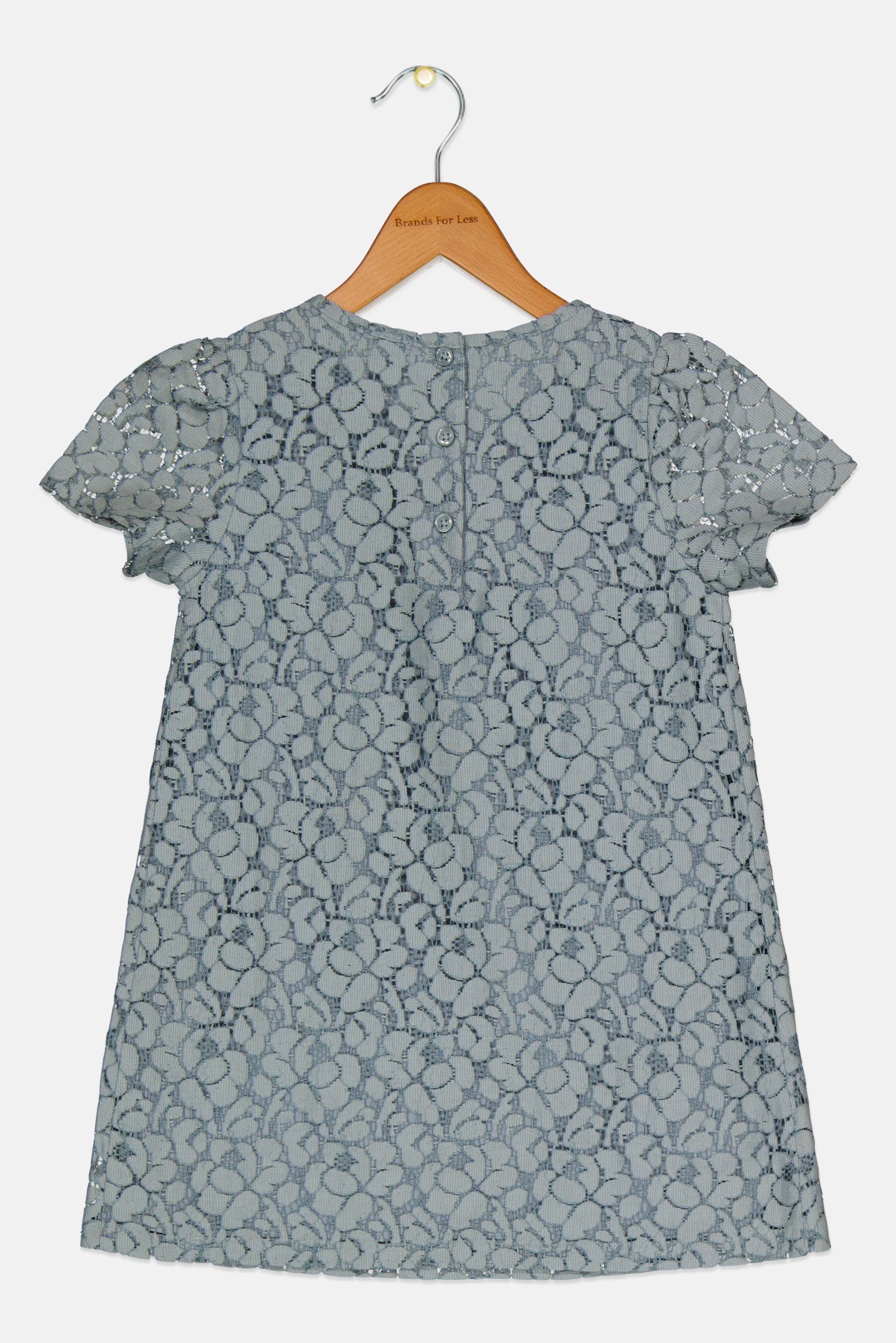 Toddlers Girl Textured Short Sleeves Dress, Slate Blue