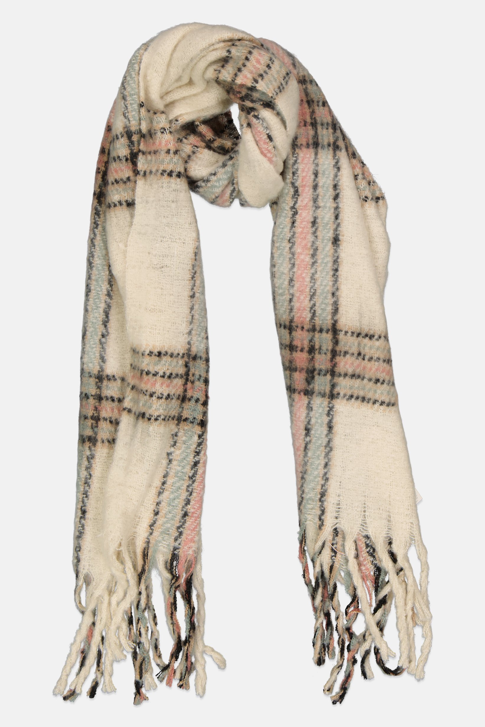 Women Plaid Knitted Scarves 184 L x 53 W cm, Multicolor