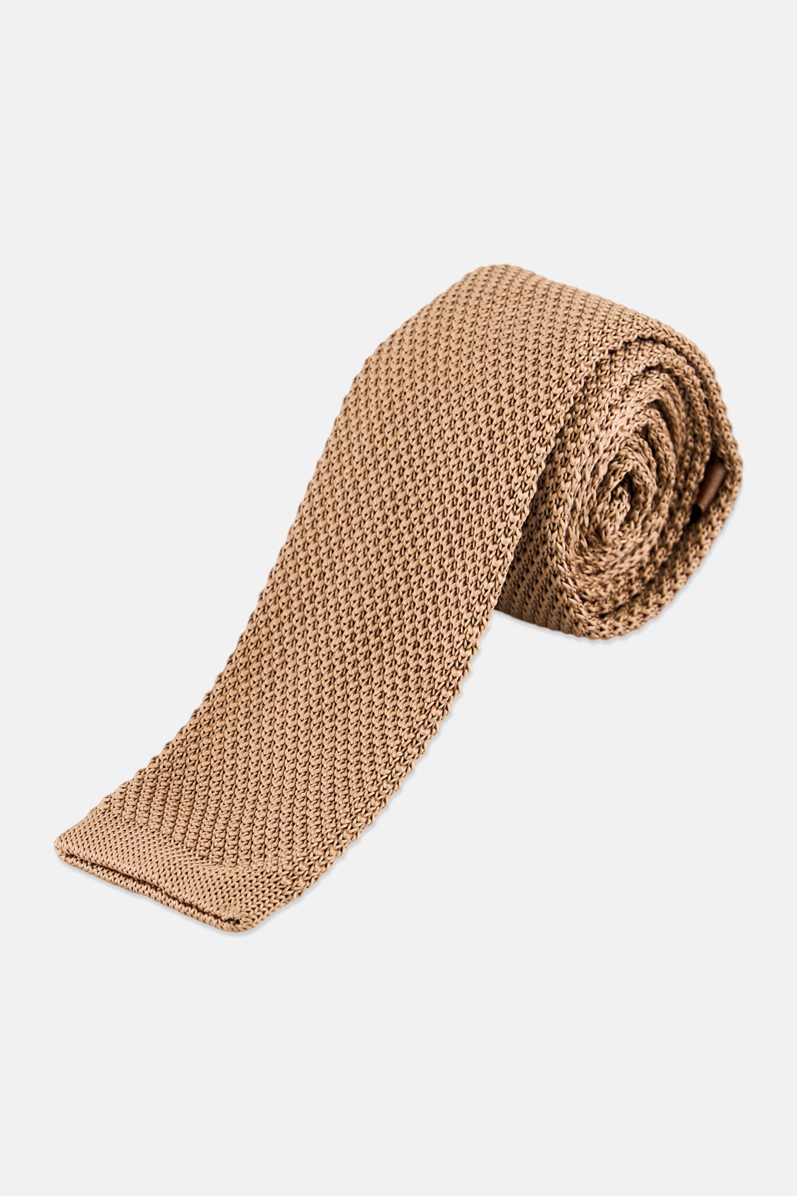 Men Textured Tie, Beige