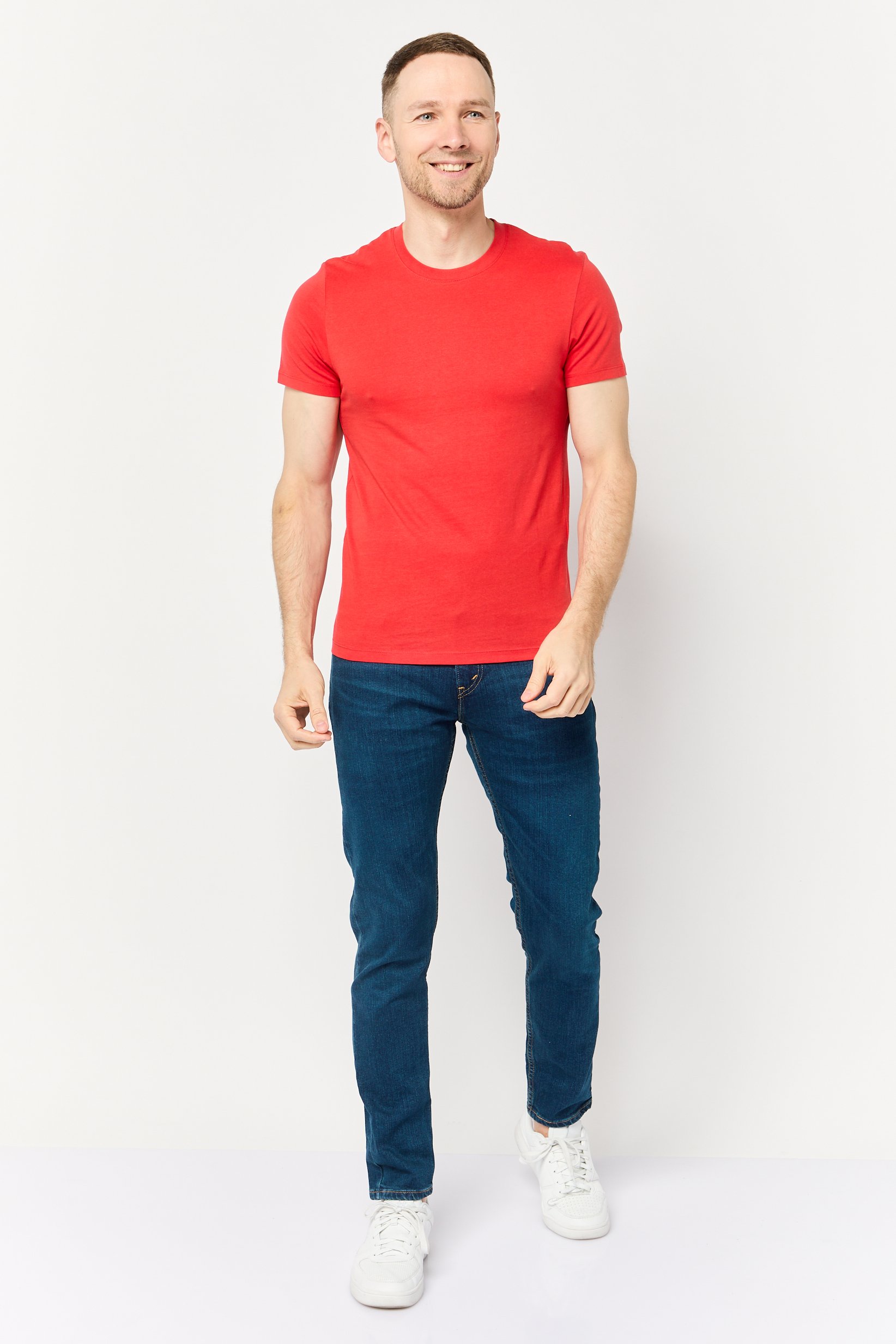 Men Crew Neck Short Sleeve Solid T Shirt, Red