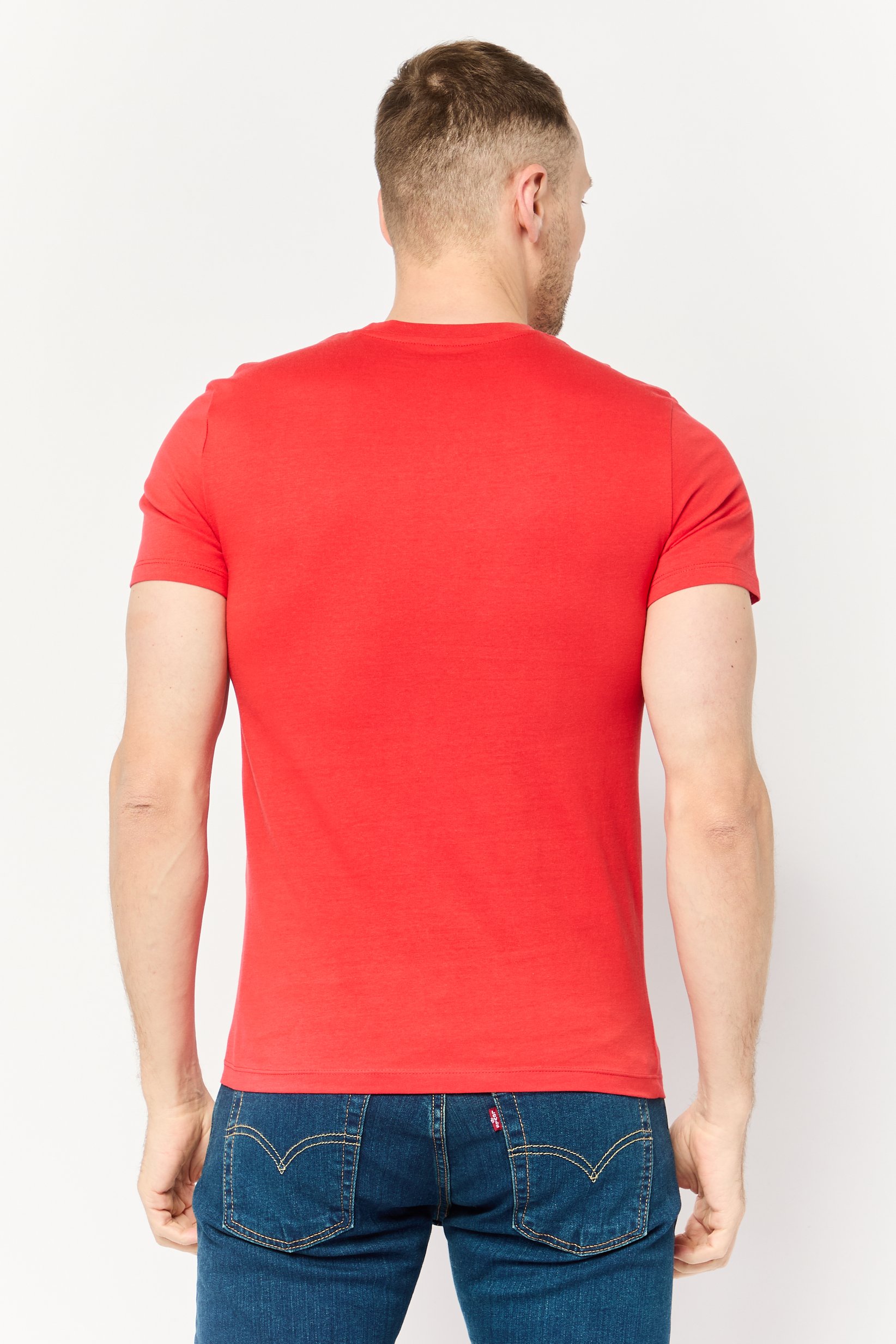 Men Crew Neck Short Sleeve Solid T Shirt, Red