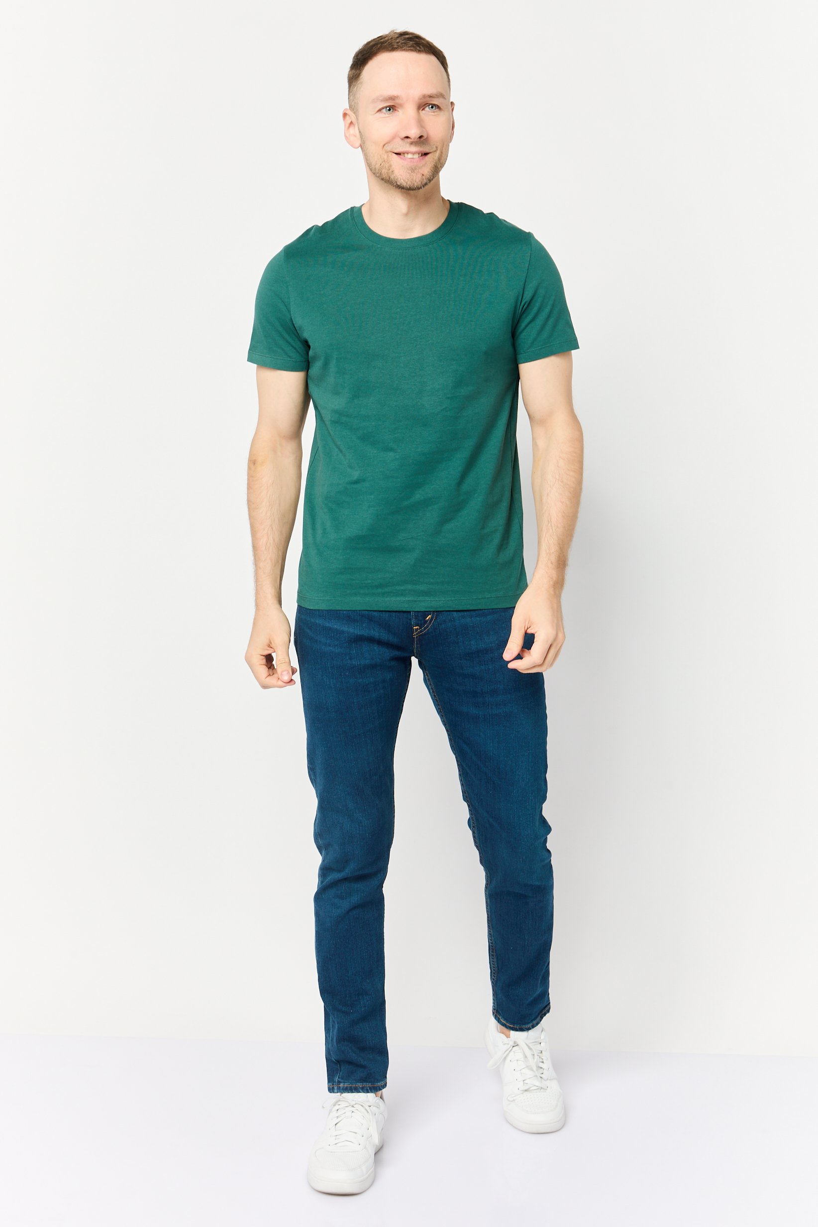 Men Crew Neck Short Sleeve Plain T-shirt, Green