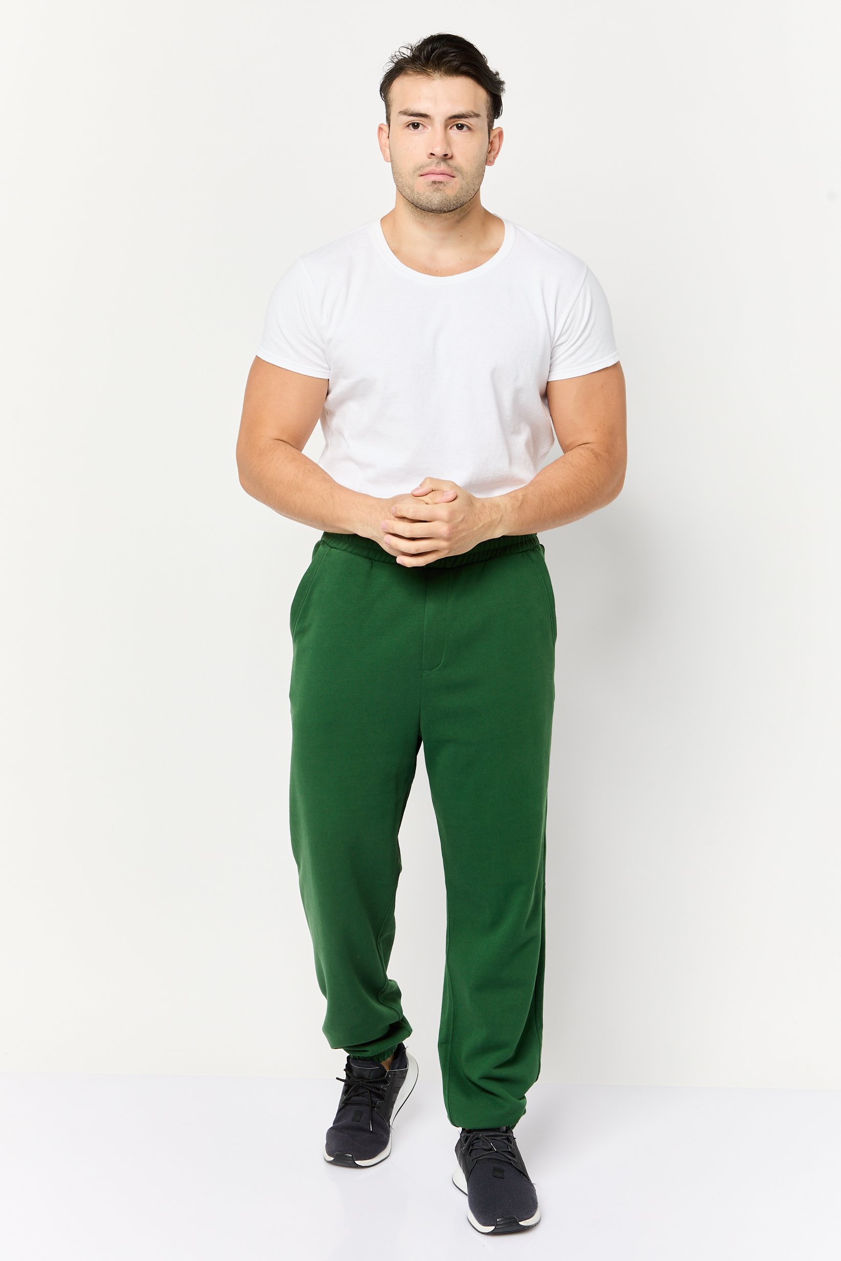 Men Regular Fit Solid Sweatpants, Green