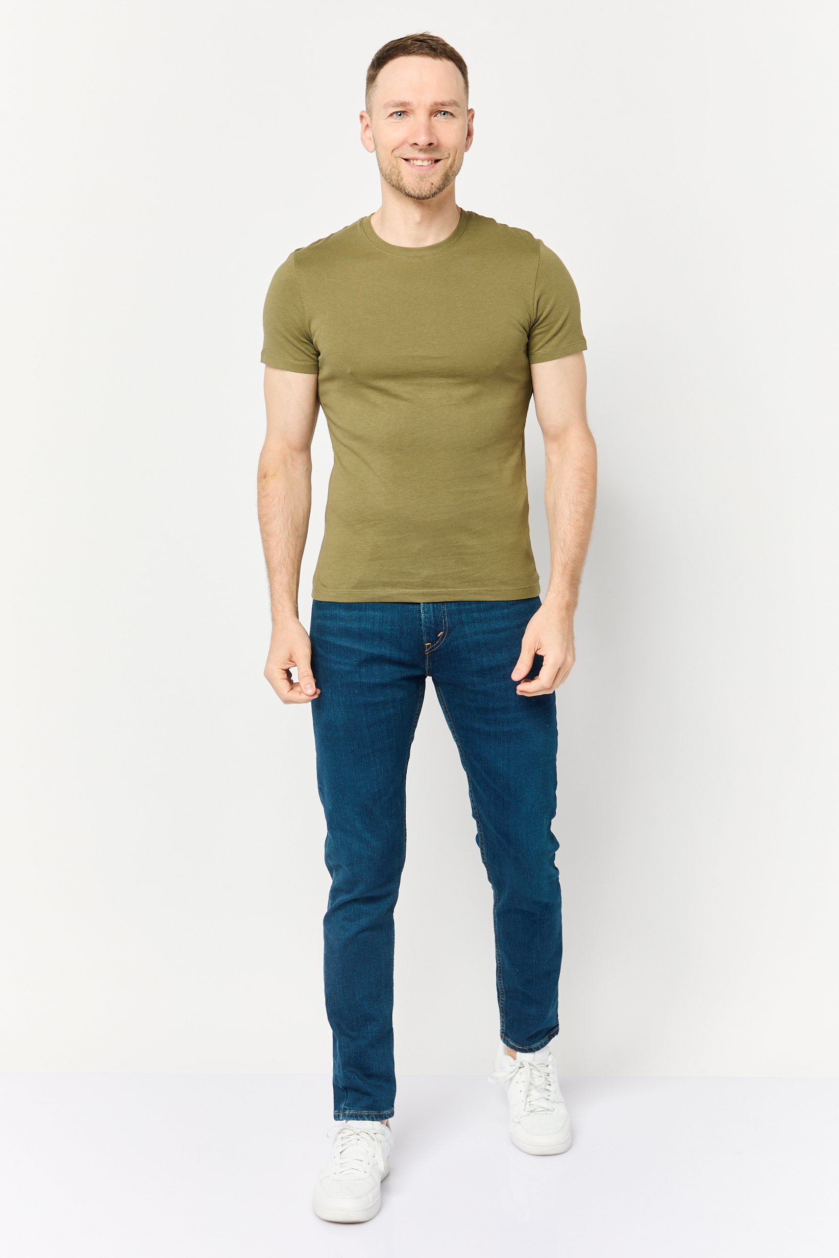 Men Crew Neck Short Sleeve Plain T shirt, Olive