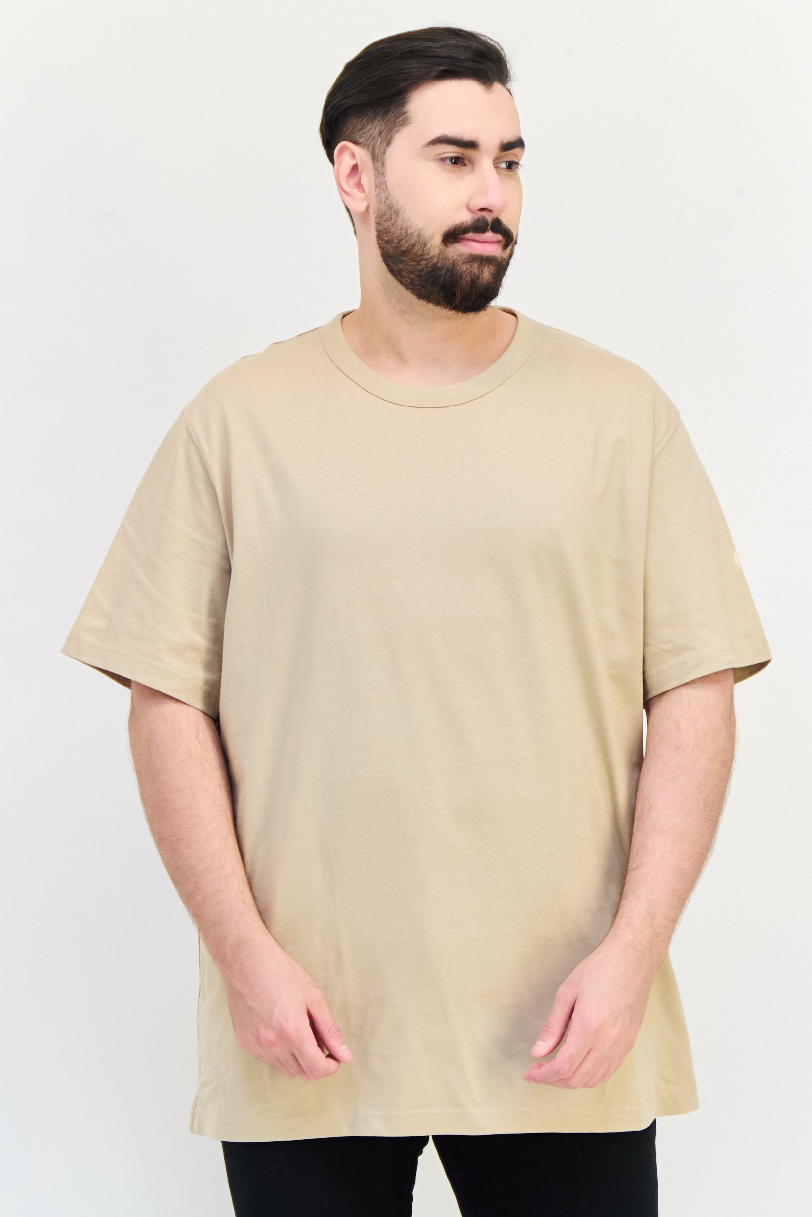 Men Crew Neck Short Sleeve Solid T Shirt, Light Taupe