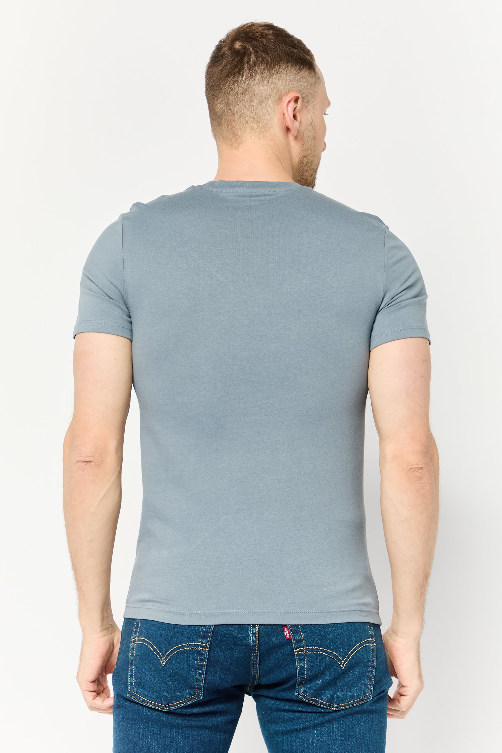 Men Crew Neck Short Sleeves Solid T-Shirt, Dusty Blue