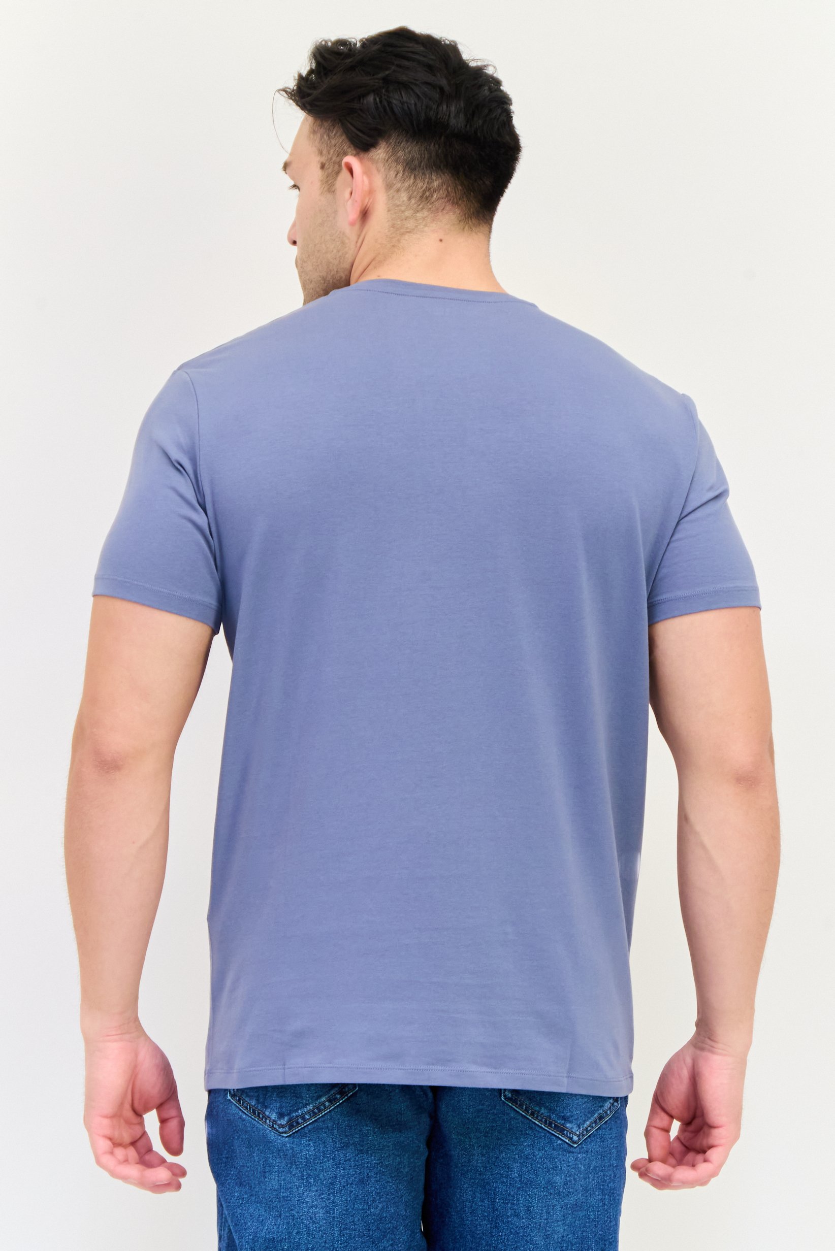 Men Crew Neck Short Sleeves Plain T-Shirt, Slate Blue