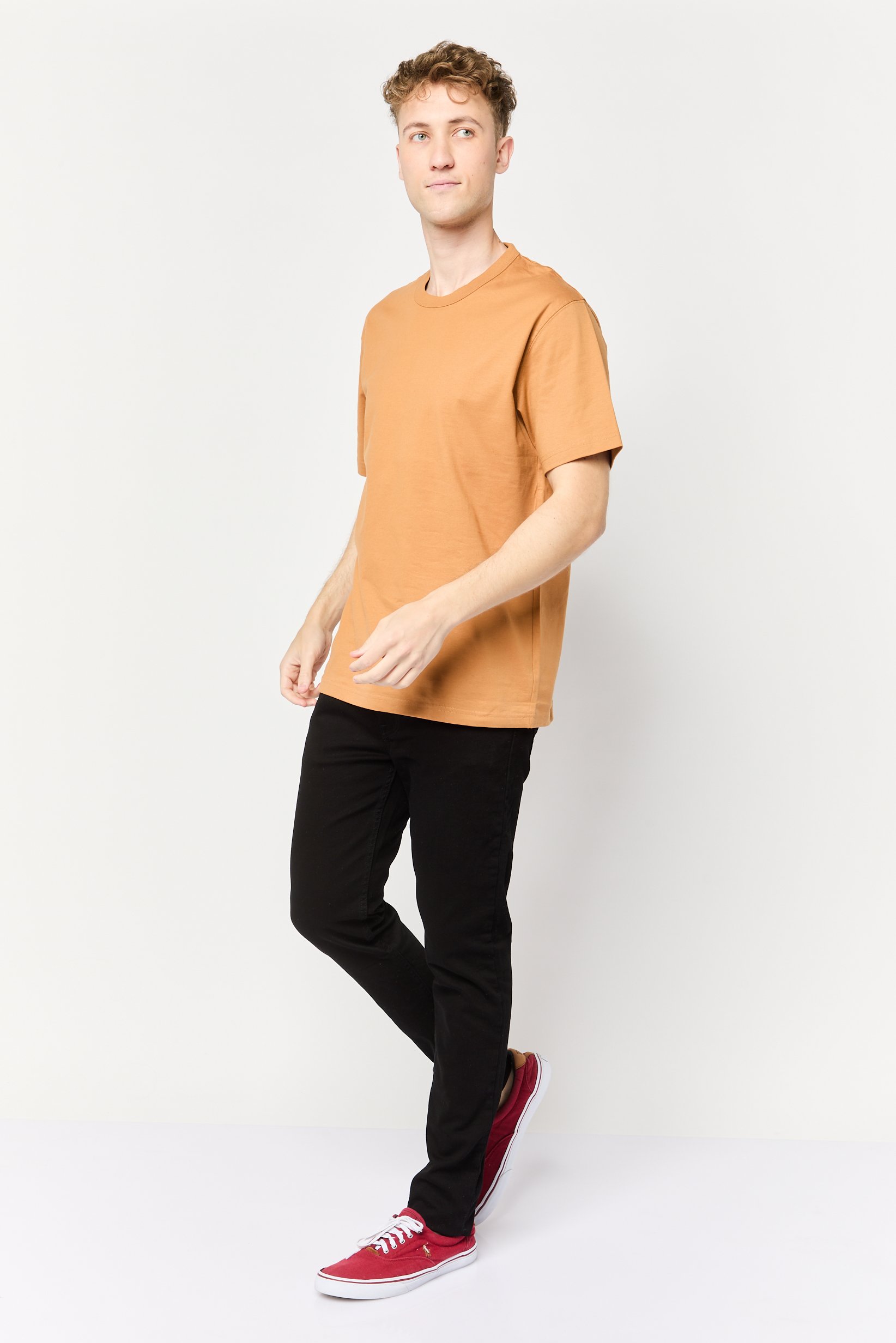 Men Crew Neck Short Sleeve Solid T Shirt, Brown
