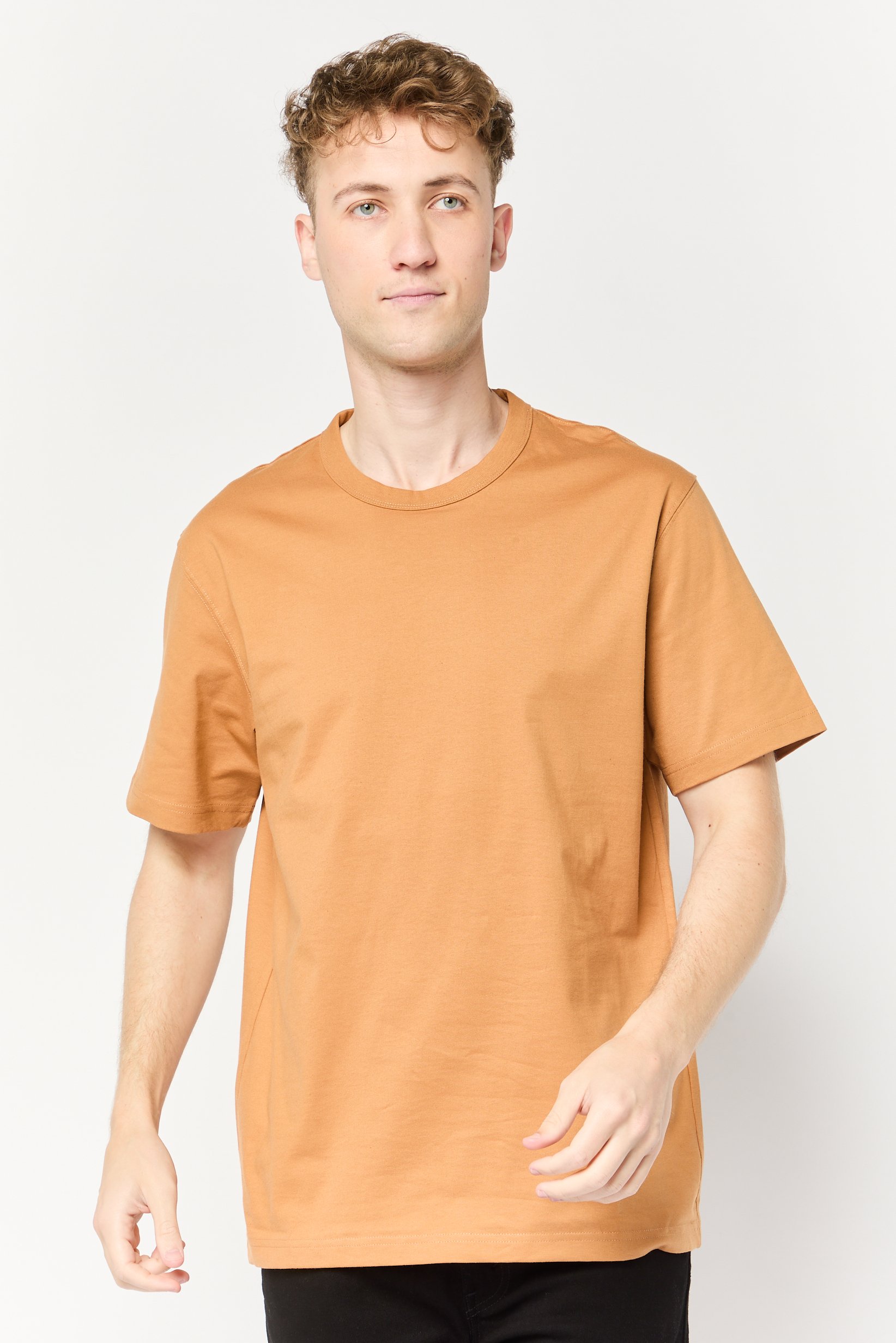 Men Crew Neck Short Sleeve Solid T Shirt, Brown