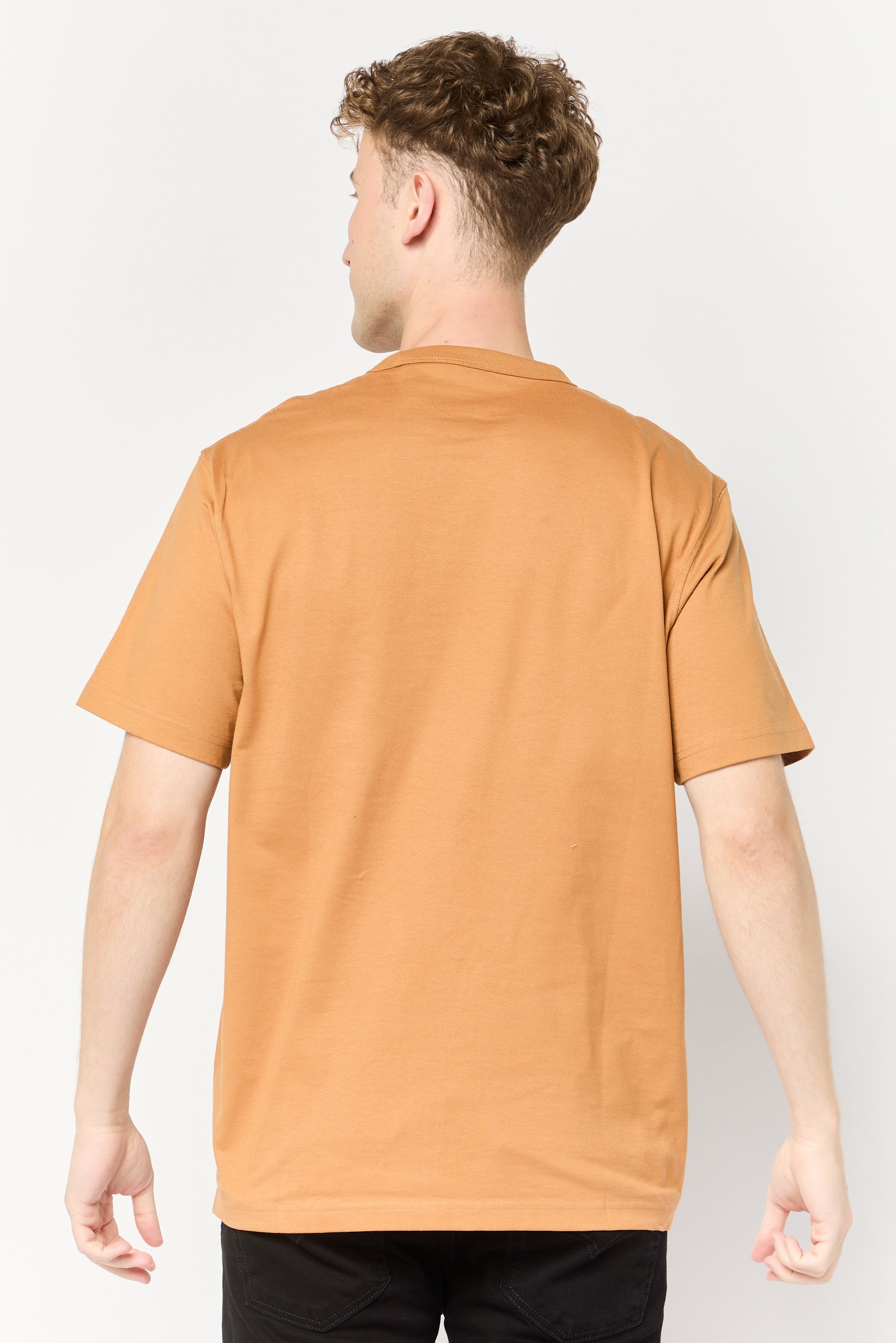 Men Crew Neck Short Sleeve Solid T Shirt, Brown
