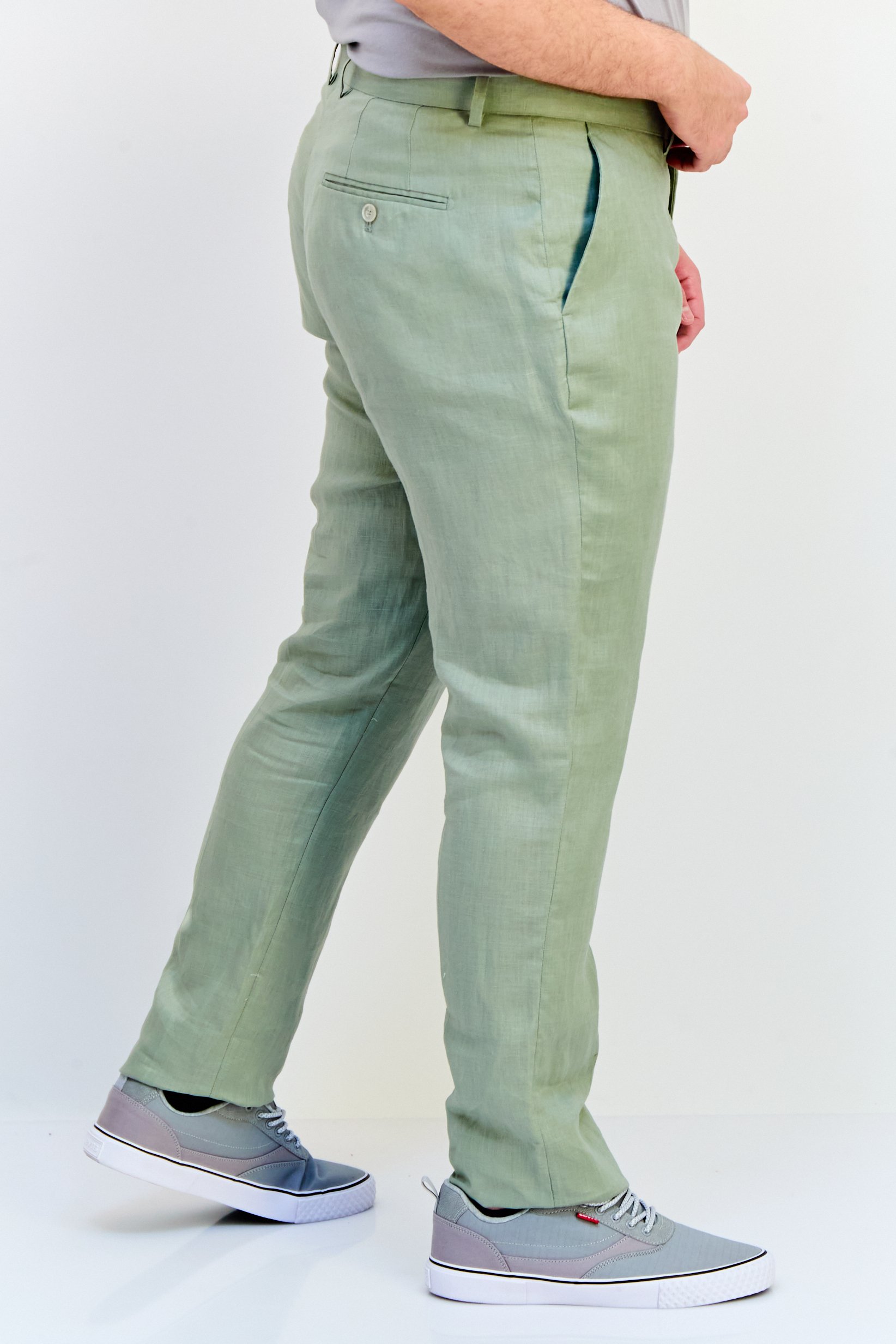 Men Regular Fit Plain Dress Pants, Sage Green