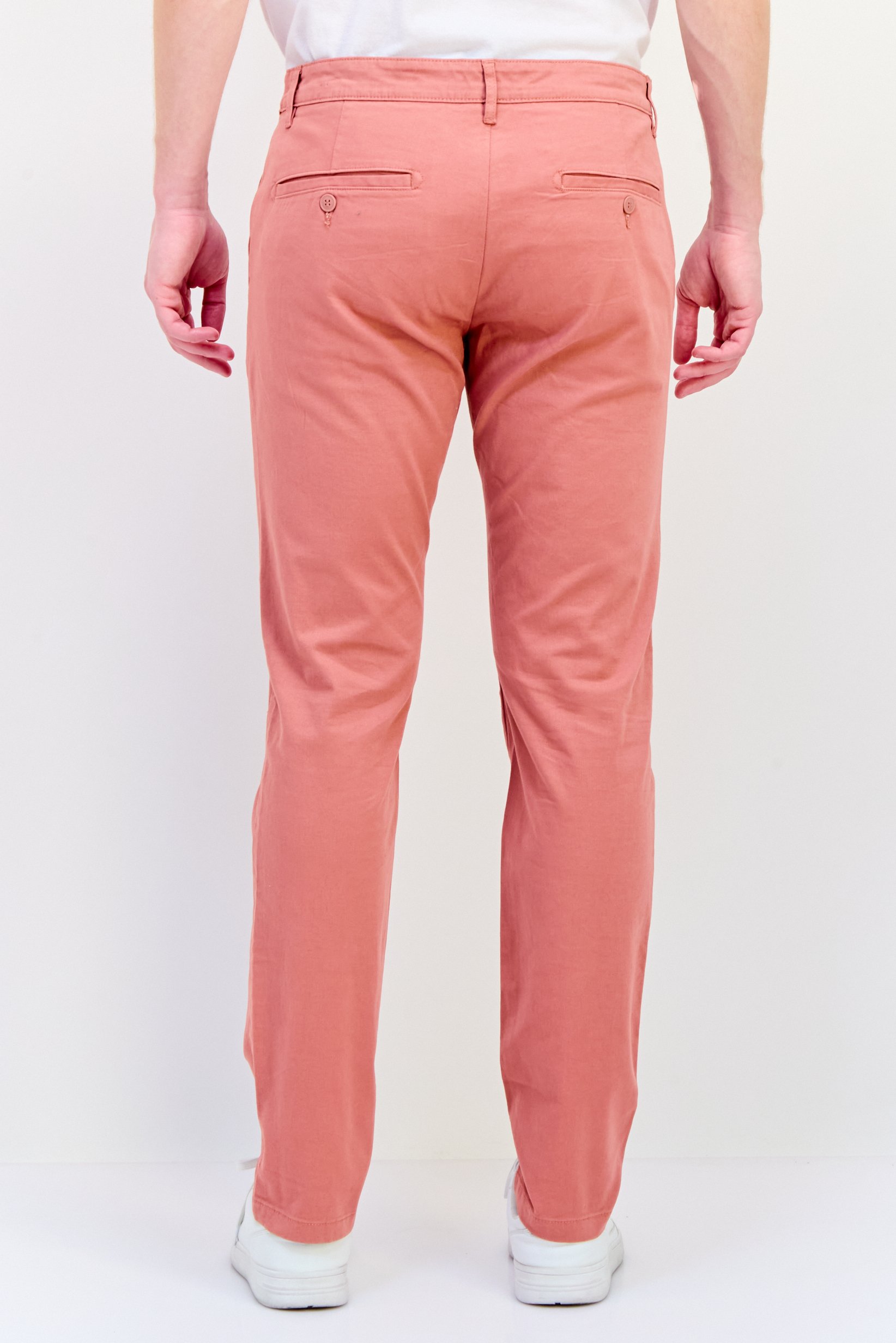 Men Slim Fit Plain Chino Pants, Coral