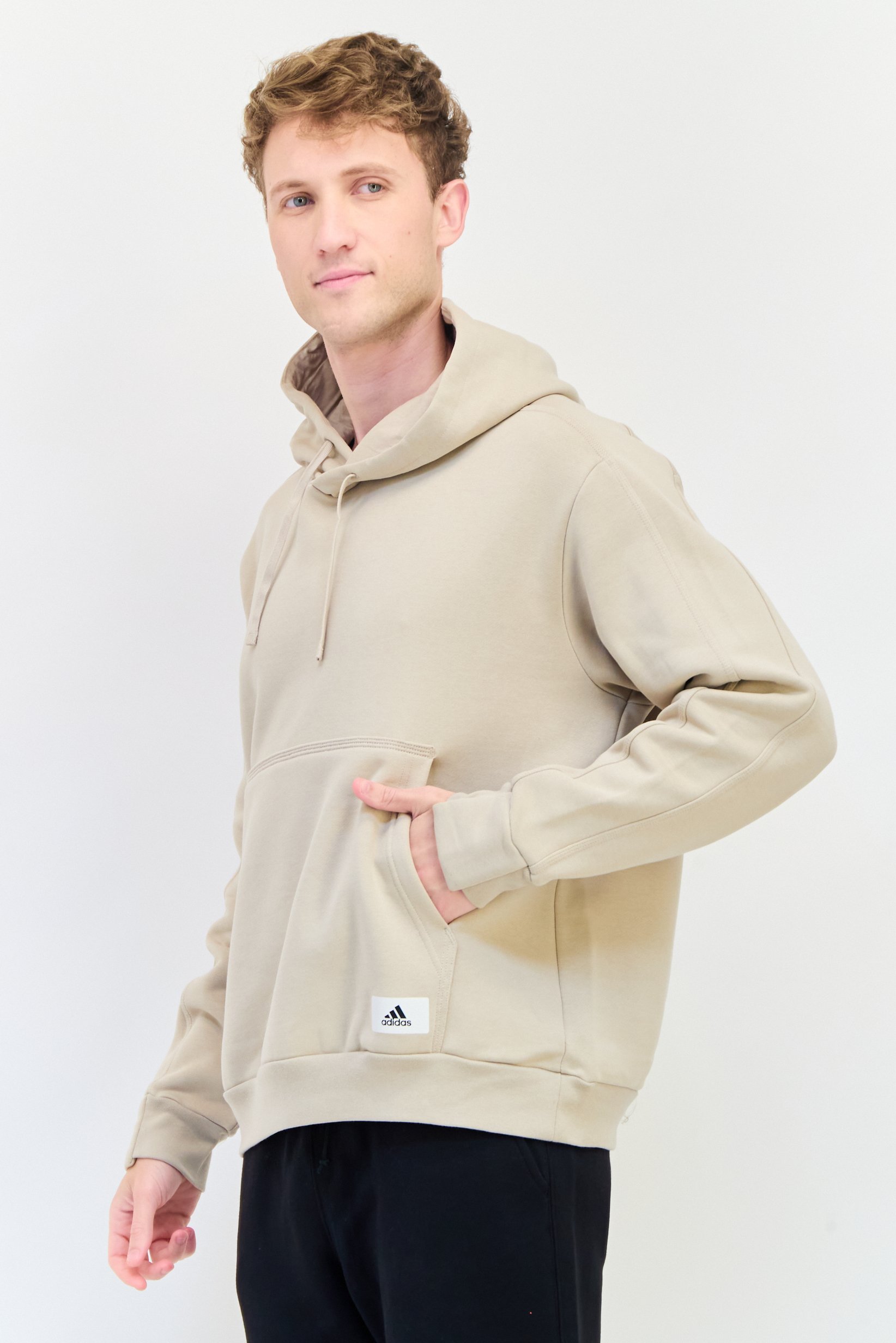 Men Sportswear Fit Long Sleeve Outdoor Hoodie, Beige
