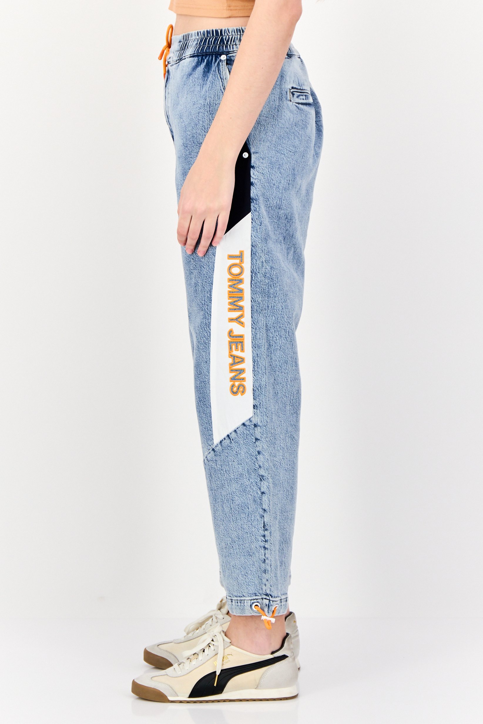 Tommy Jeans Women Regular Fit High Waist Brand Logo Stretchable Denim, Blue