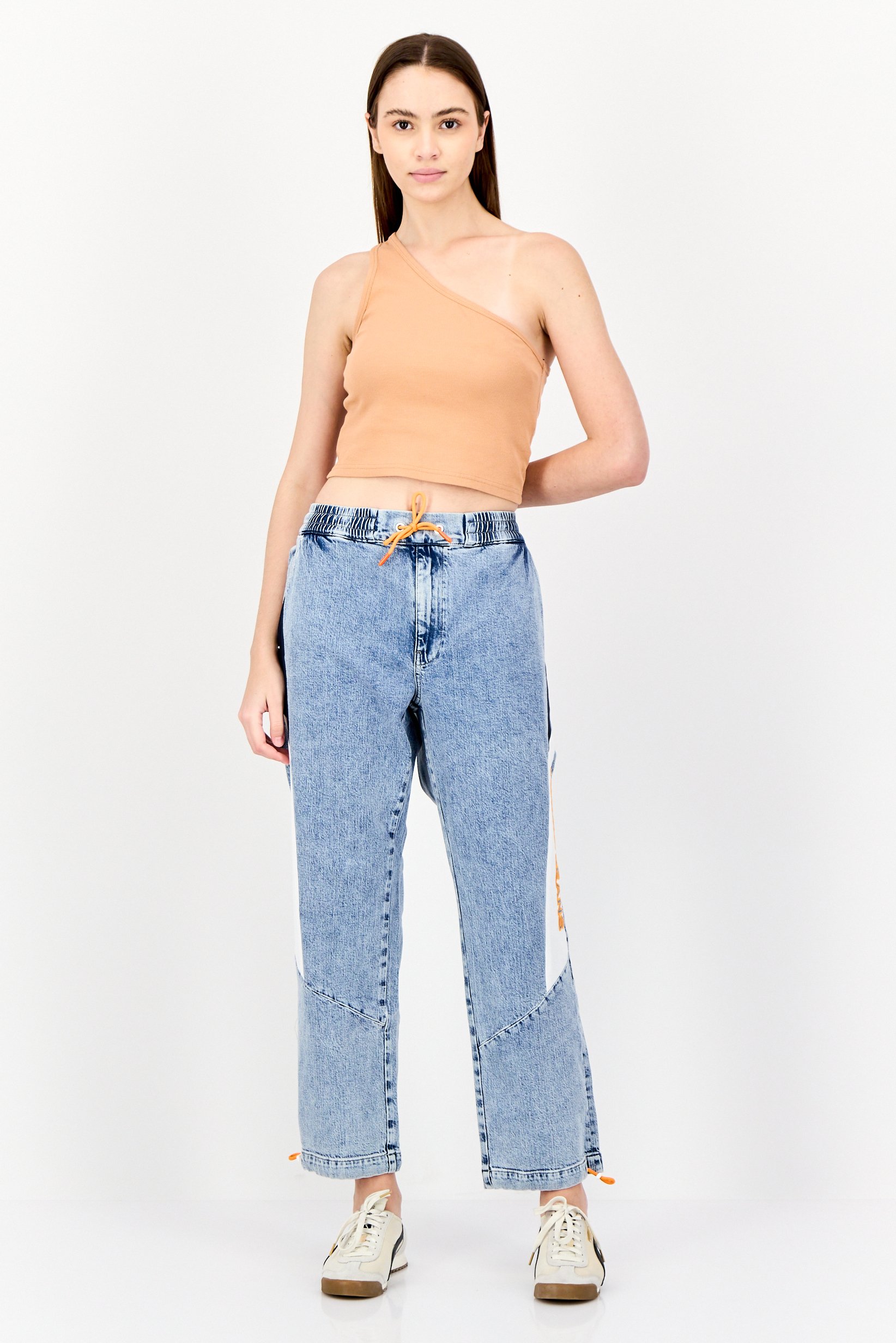Tommy Jeans Women Regular Fit High Waist Brand Logo Stretchable Denim, Blue