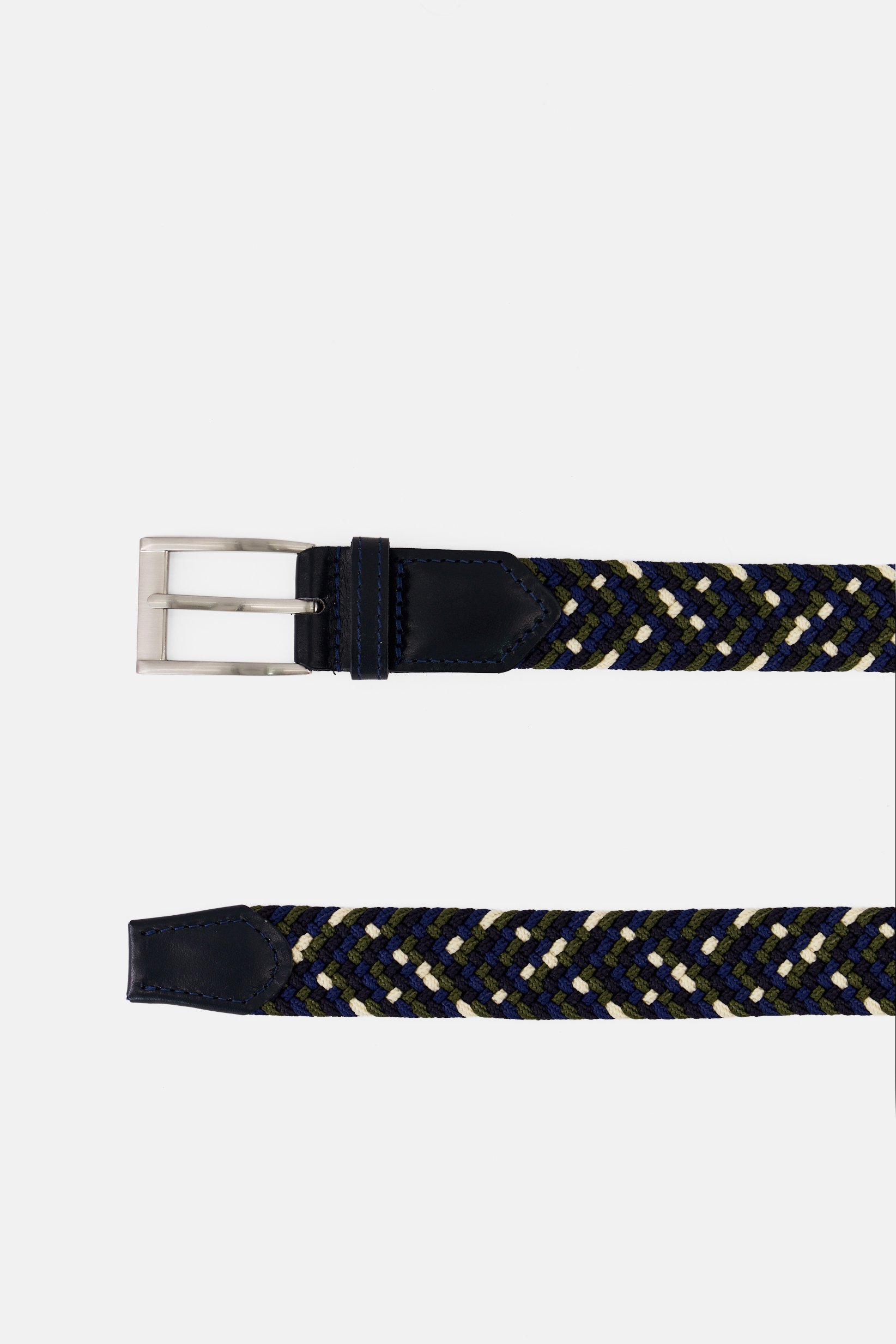 Men Braided Stretch Elastic Belt, Multicolor