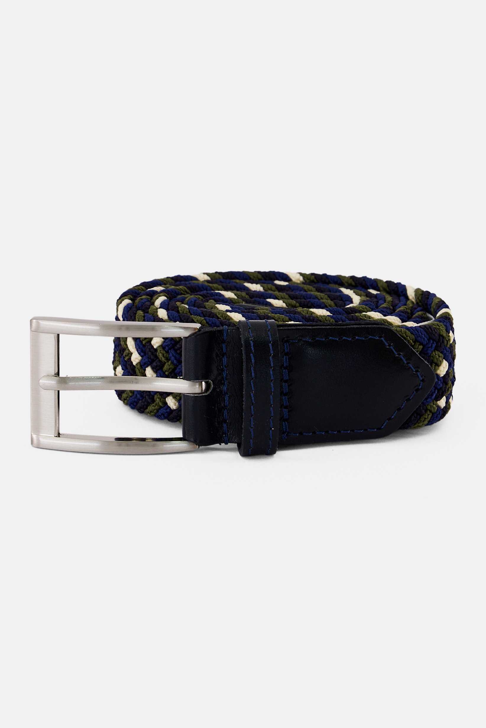 Men Braided Stretch Elastic Belt, Multicolor