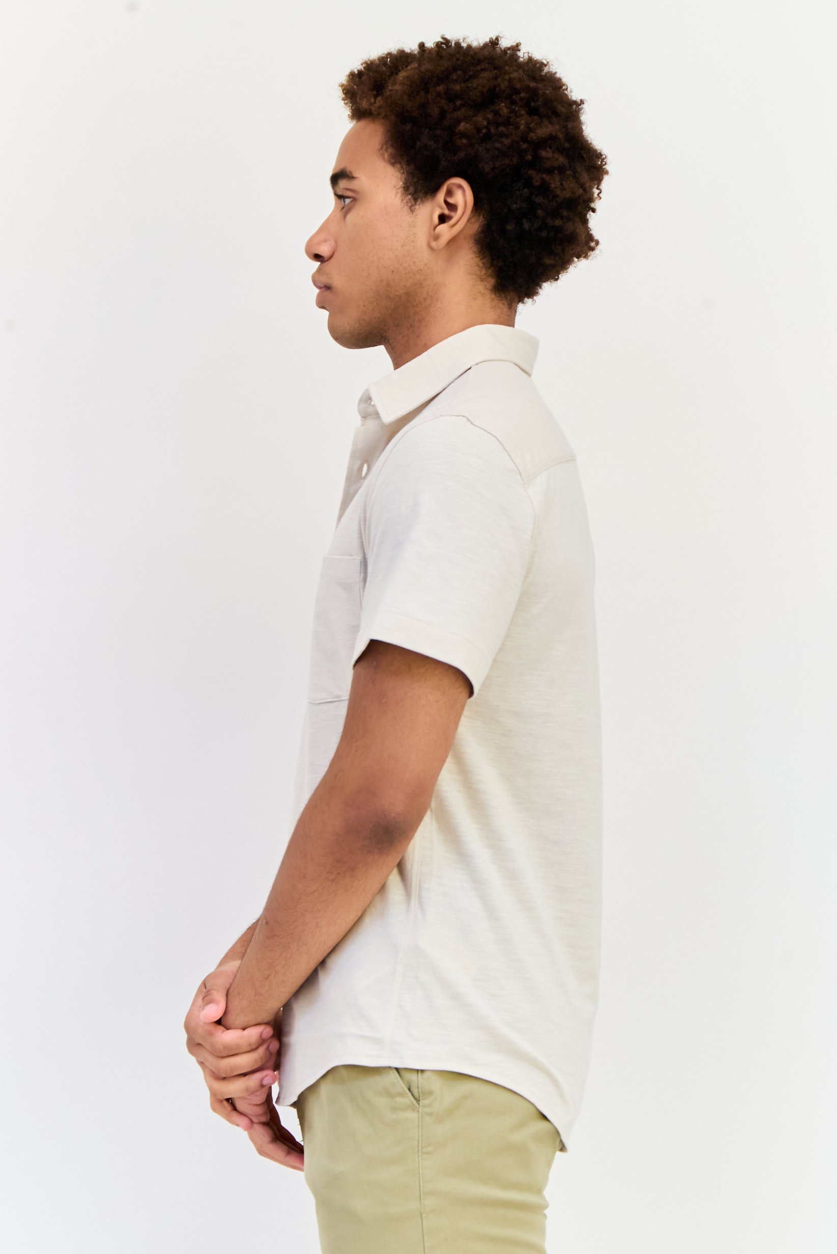 Men Regular Fit Heather Short Sleeves Casual Shirt, Cream