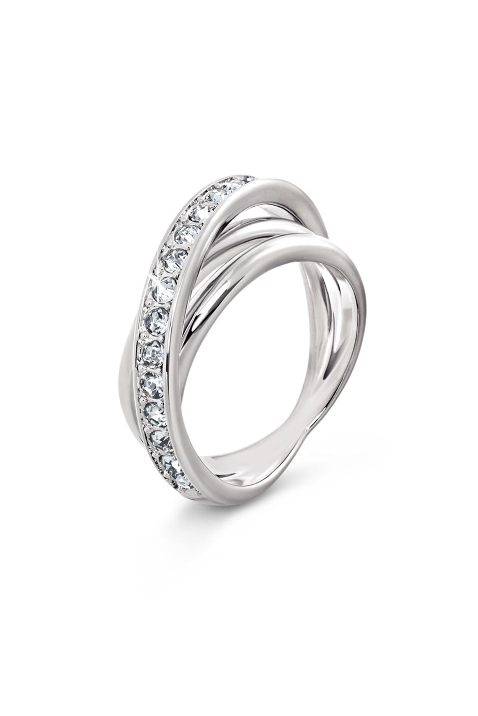 Women Loops With Crystals Ring, SIlver