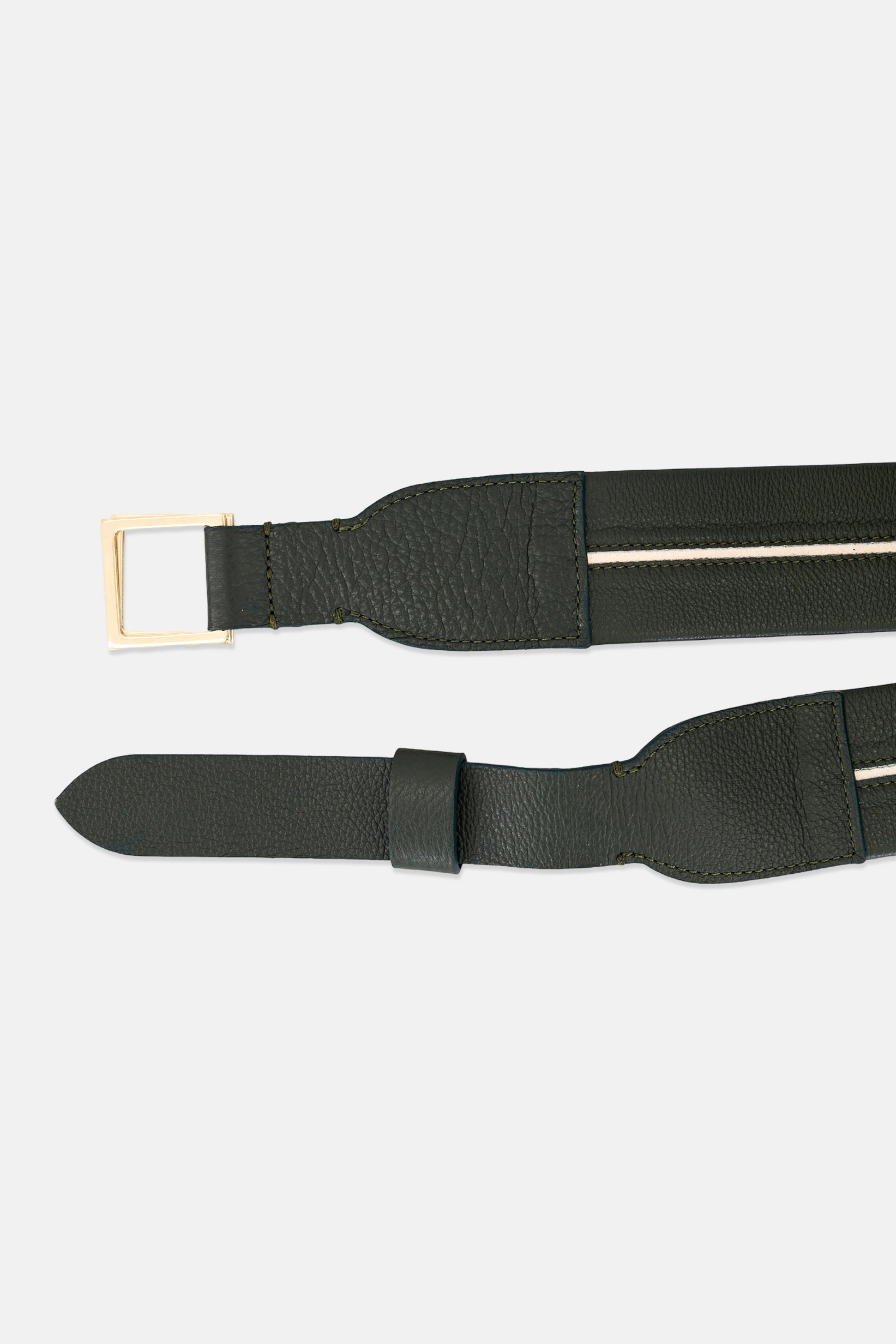 Women Solid Leather Belt, Green