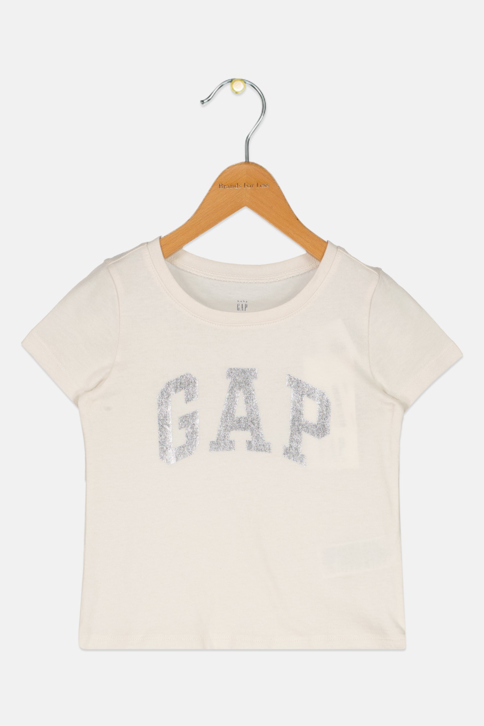 Toddlers Girl Brand Logo Short Sleeves T-Shirt, Beige