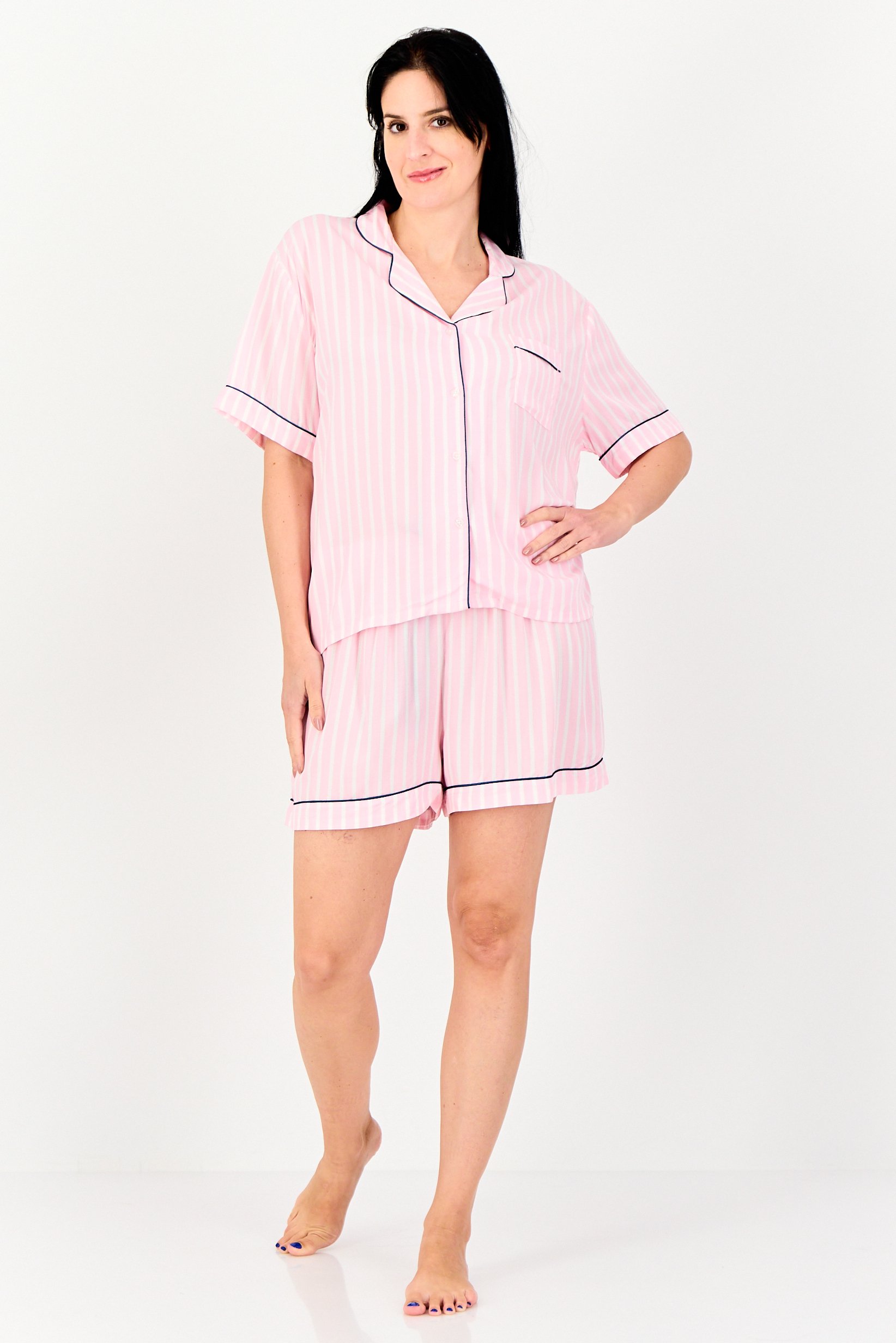 Women 2 Pieces Stripe Pajama Set, Multticolor
