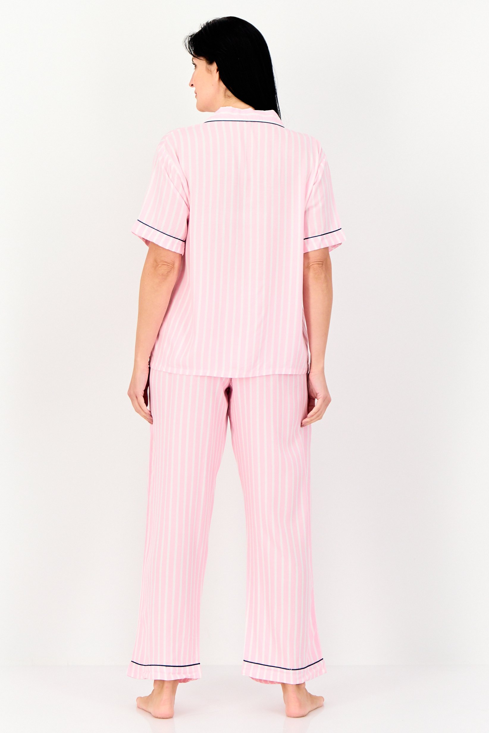 Women 2 Piece Short Sleeve Top And Bottom Pajama Set, Multicolor