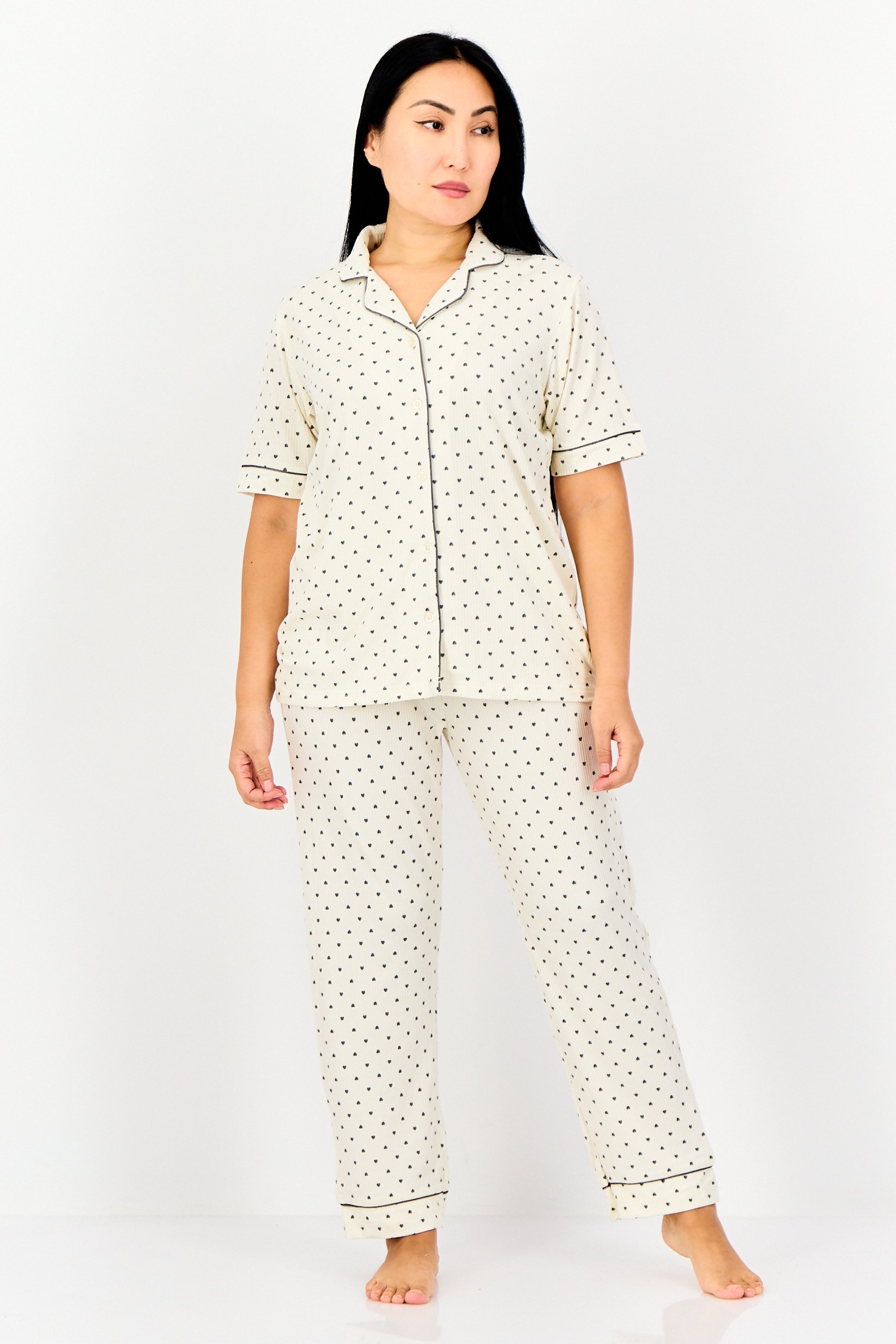 Women 2 Pieces Allover Print Pajamas Set, Multicolor