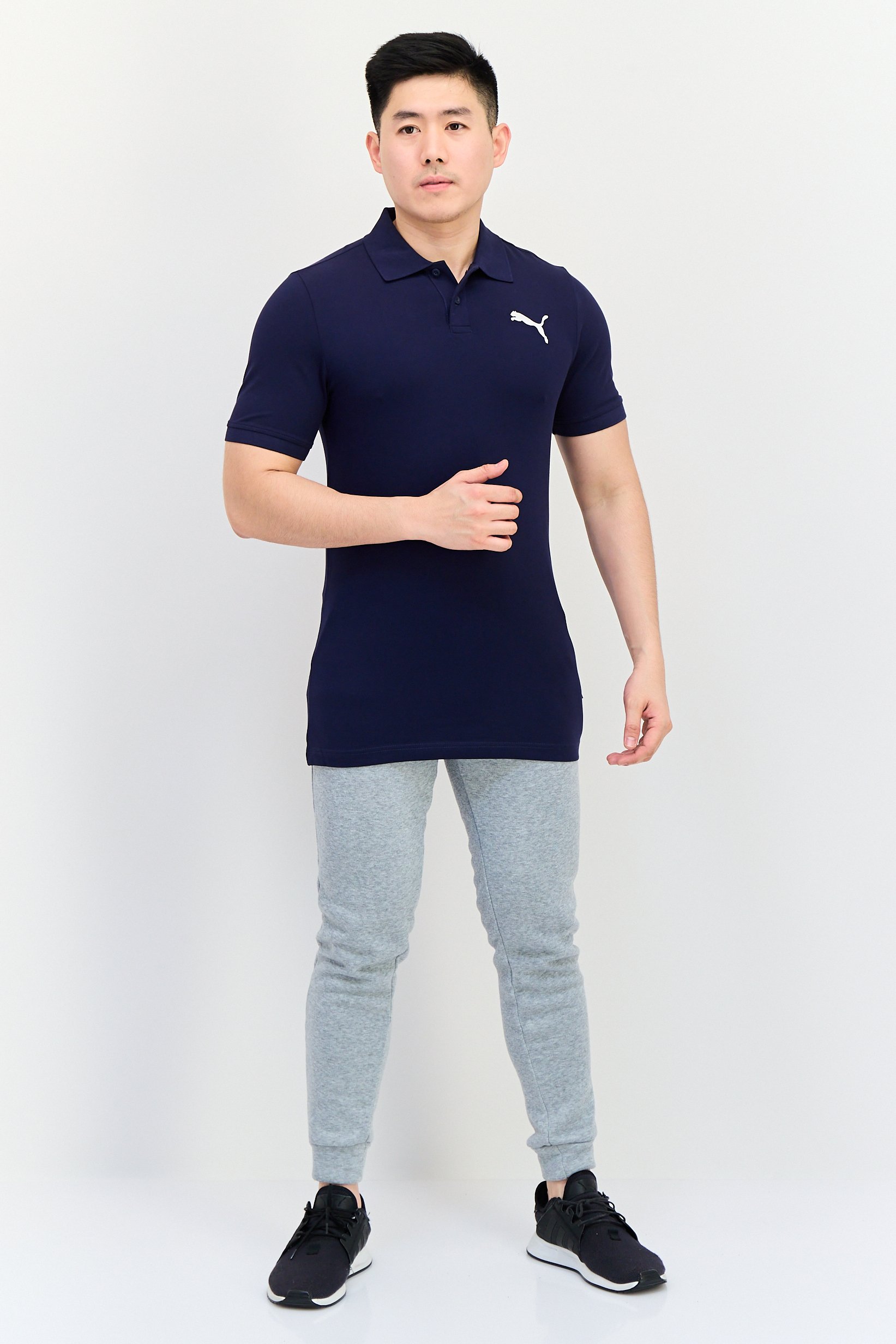 Men Sportswear Fit Short Sleeves Outdoor Polo Shirt, Navy Blue