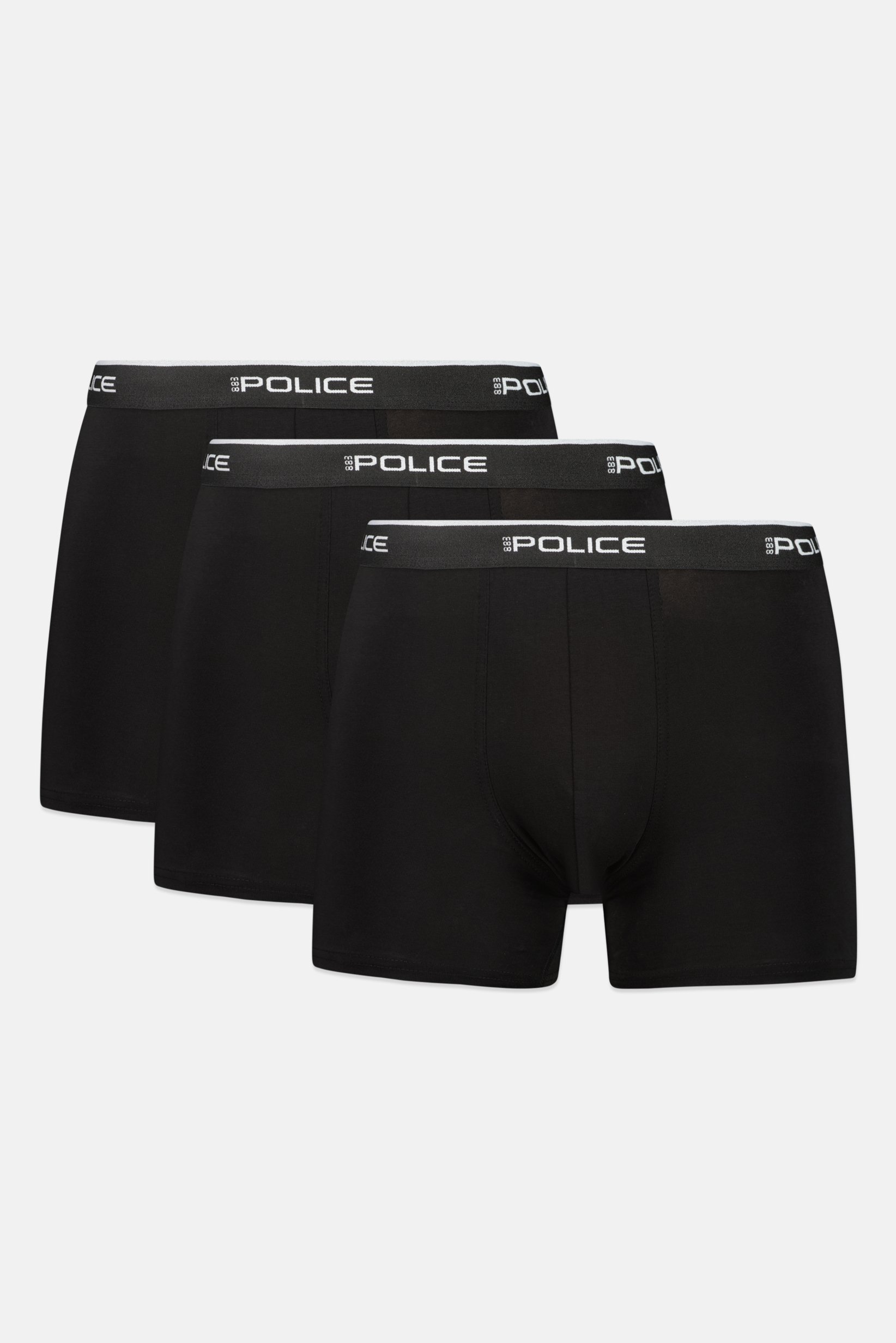 Men 3 Pcs Brand Logo Boxer Shorts, Black