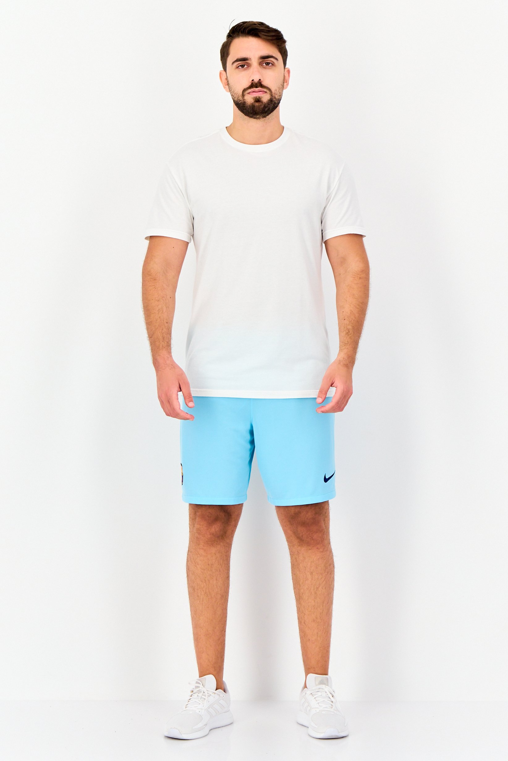 Men Dri Fit Embroidered Logo Football Shorts, Turquoise